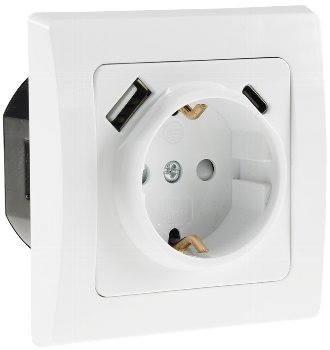 DELPHI Schutzkontakt-Steckdose, weiß, 230V~/ 16A, Unterputz, USB-C / PD