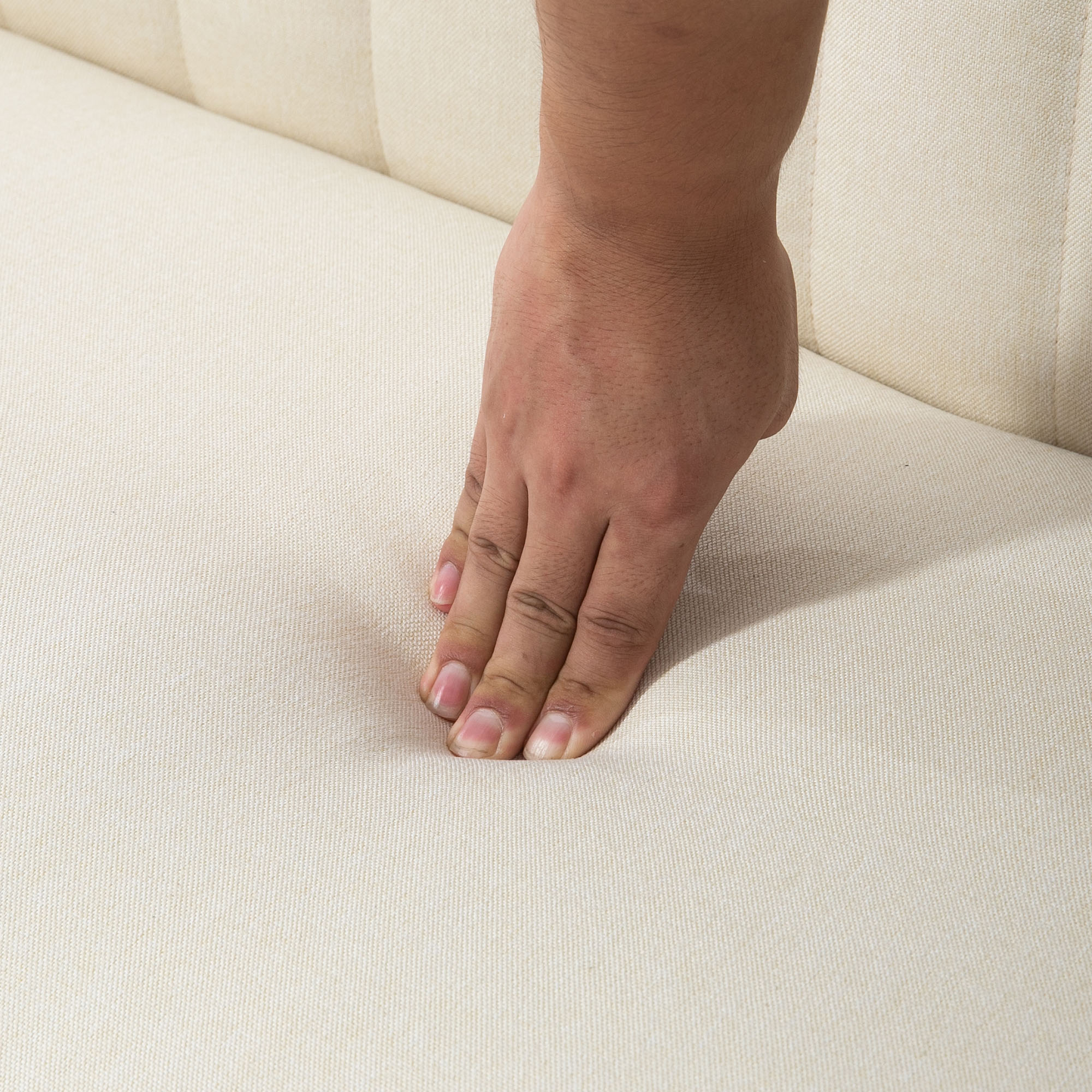 2-Sitzer Sofa, weiche Polsterung, pflegeleichter Bezug, bis 150 kg, 117 x 56,5 x 77 cm, Cremeweiß