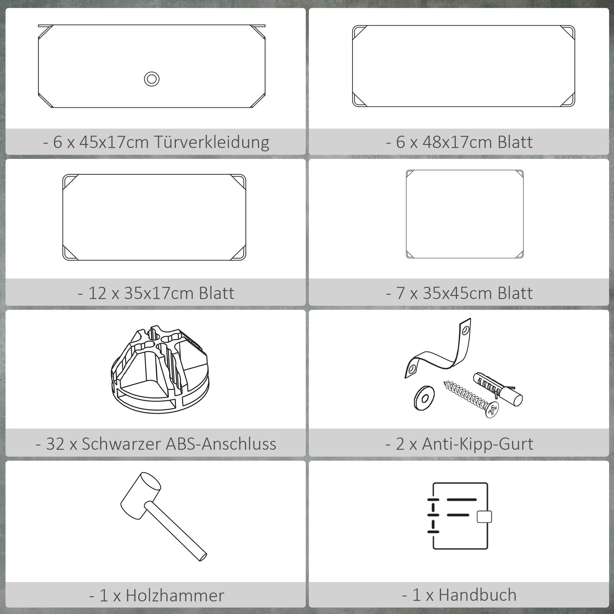 Modulares Regalsystem für 12 Paar Schuhe, 49 cm x 36,5 cm x 108 cm, Weiß