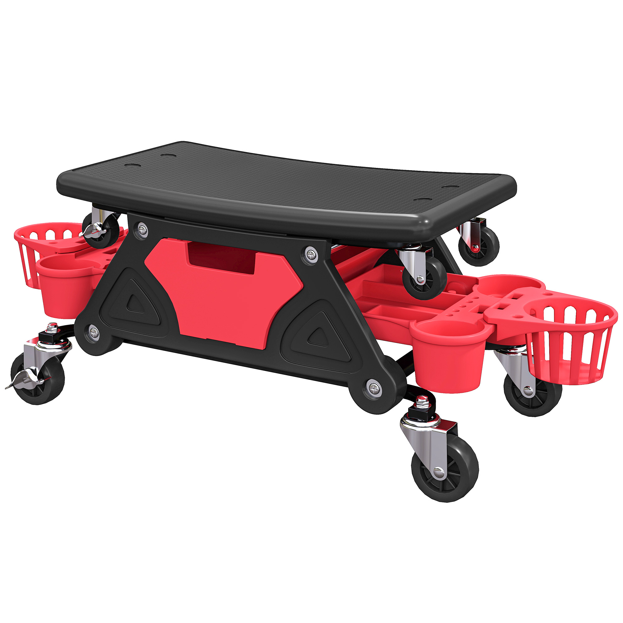 Werkstatthocker mit Rollen abnehmbar Sitz, Ablagefläche, 33cm hoch Rollhocker bis 135 kg belastbar Rot