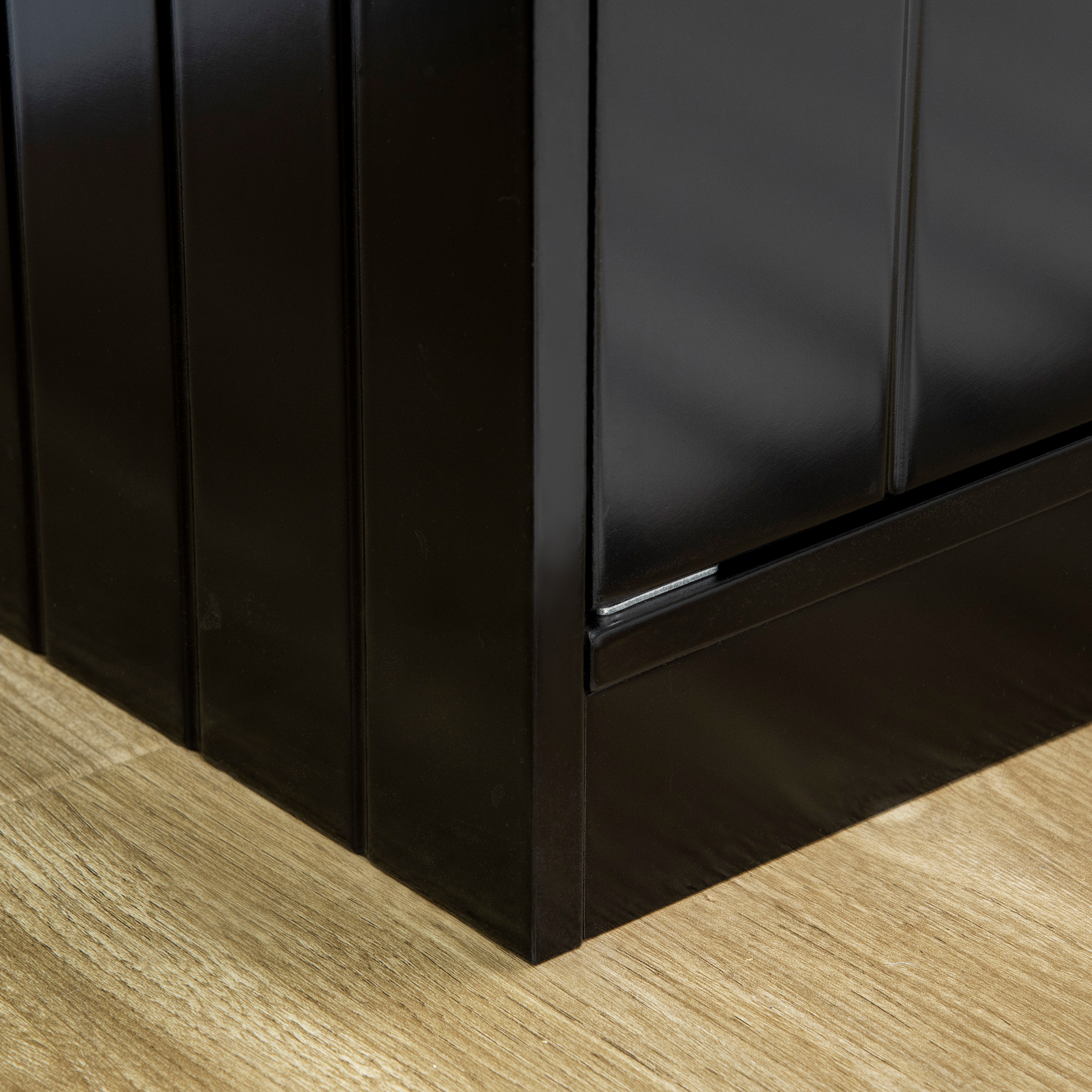 erhöhte Futterstation mit 2 Edelstahlschüsseln und 44 L Stauraum, Magnettüren, für große Hunde, Schwarz