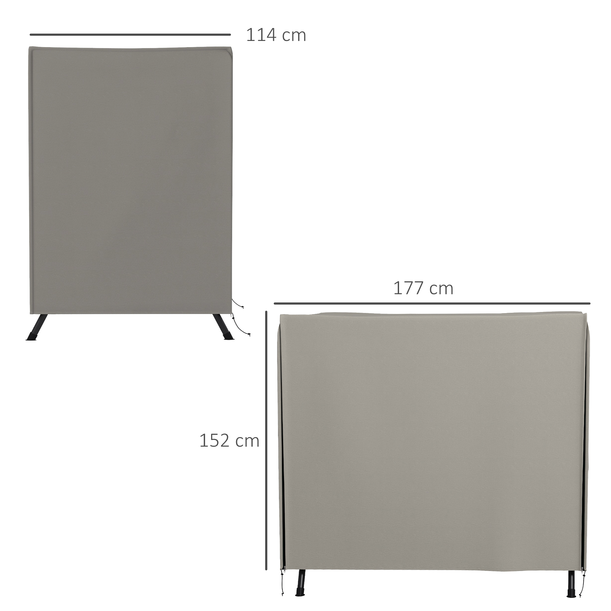 Schutzhülle für Hollywoodschaukel, reißfest, wasserdicht, staubdicht, Polyester, 177 x 114 x 152 cm, Grau