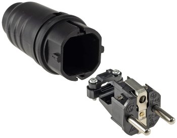 Schutzkontakt-Gummistecker für Außen / 250V/16A, IP44