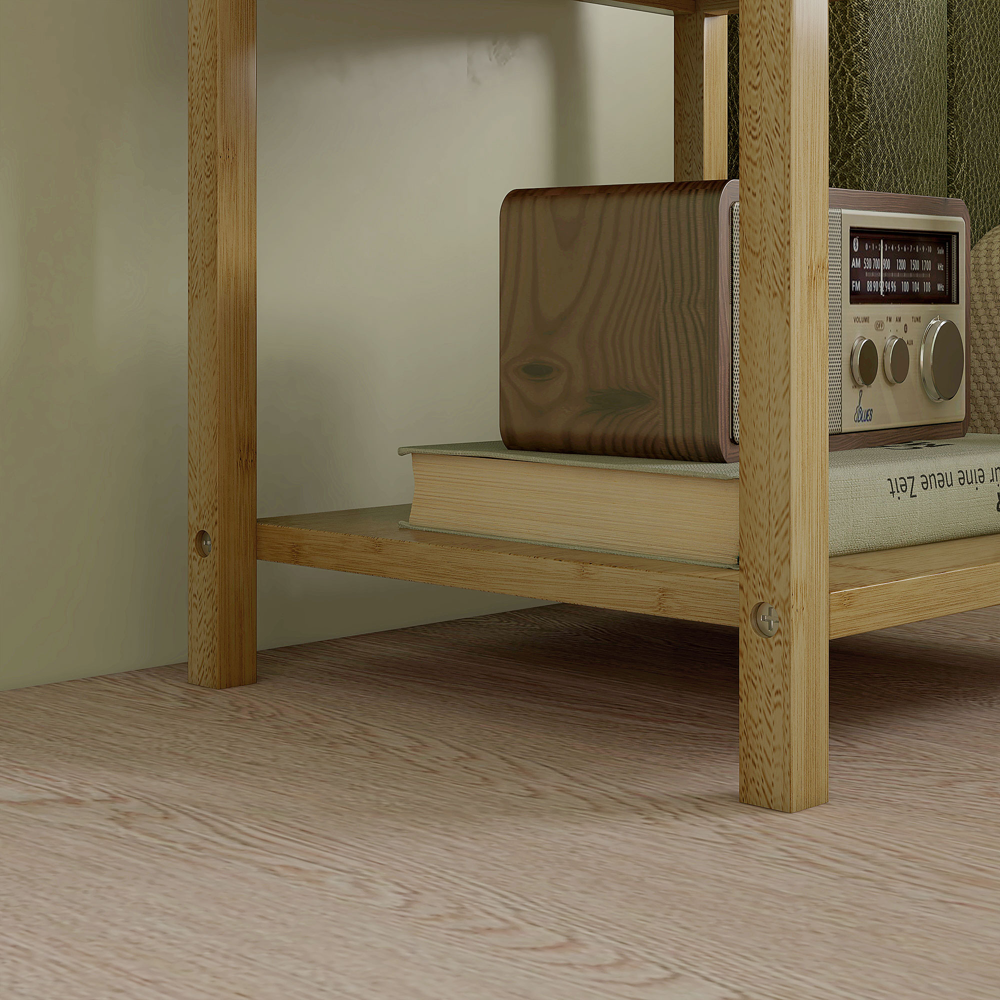 Nachtschrank, 2er-Set, Skandi-Design, Bambus, 2 Schubladen & Regal, 40x34x60cm