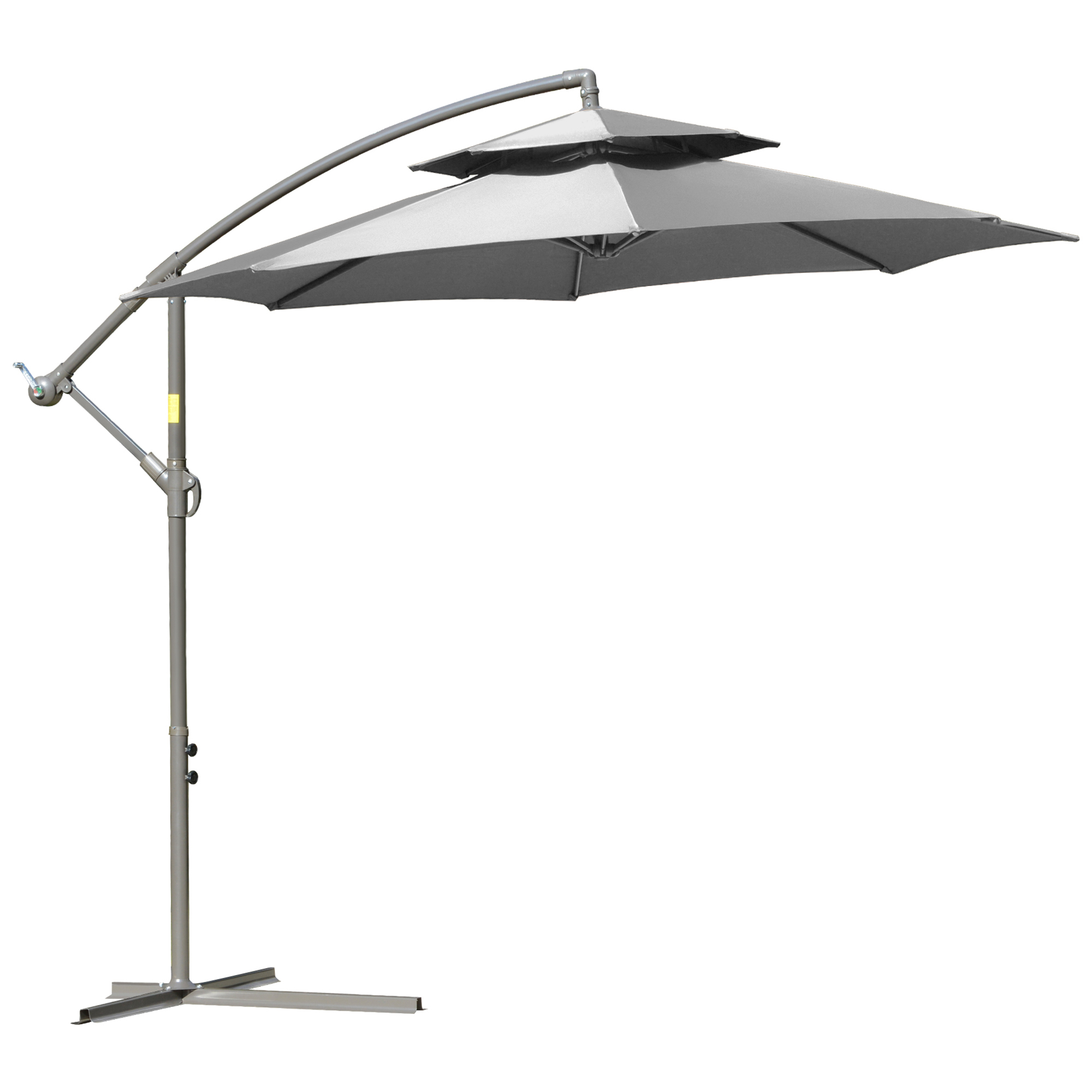 Sonnenschirm Ampelschirm Ø2,67 x 2,45 m Kurbelschirm mit Doppeldach Kreuzbasis Stahl Outdoor Sonnenschutz Polyester Stahl Hellgrau Sonnenschirm Ampelschirm Ø2,67 x 2,45 m Kurbelschirm mit Doppeldach Kreuzbasis Stahl Outdoor Sonnenschutz Polyester Stahl Hellgrau