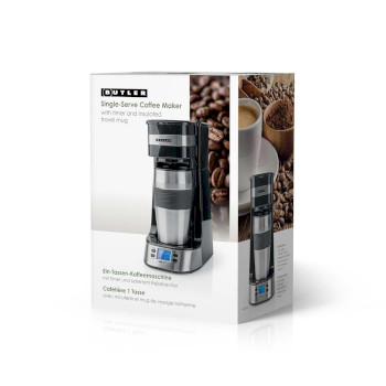 Einzelportions-Kaffeemaschine | 0,4 l | 750 W | Timer-Funktion | isolierter Reisebecher |automatische Abschaltung | LCD-Display | schwarz