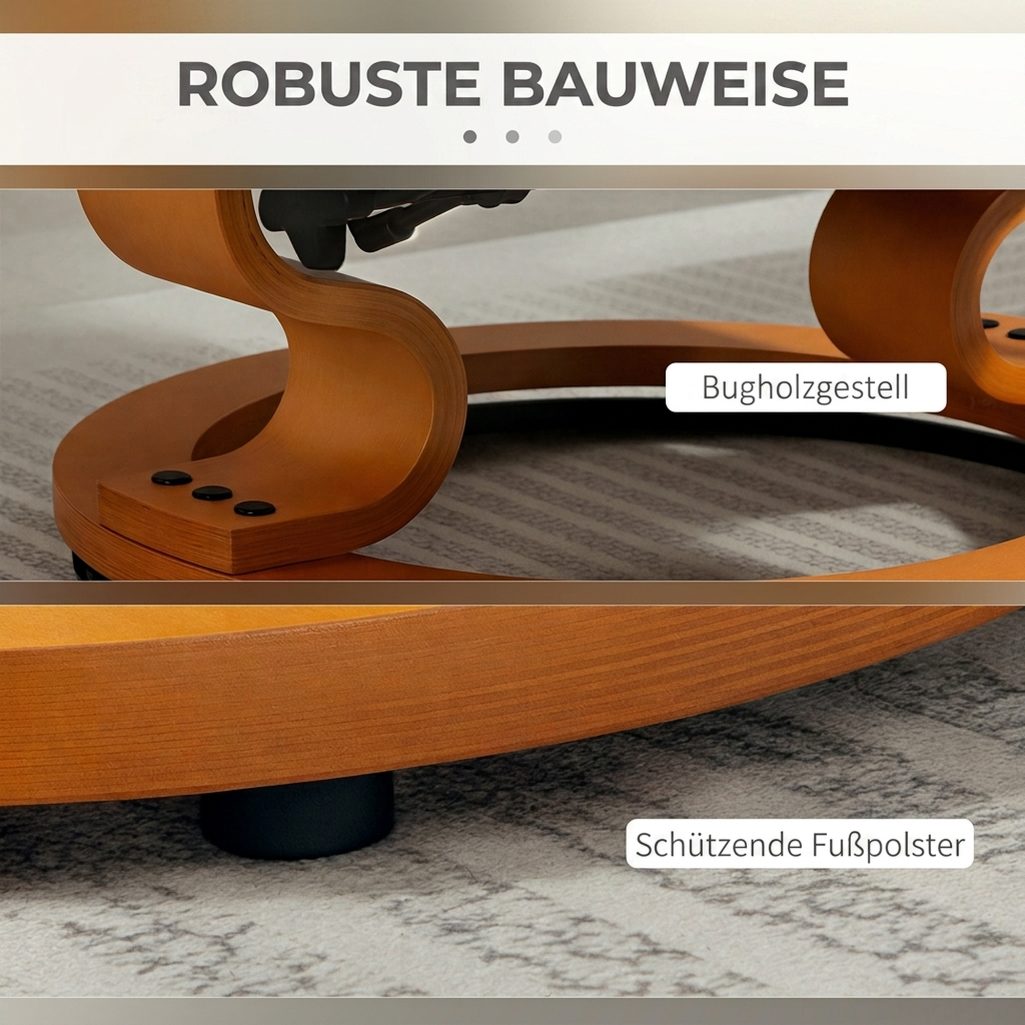 Relaxsessel mit Hocker, drehbar & neigbar, Kunstlederbezug, bis 150 kg, Holzgestell, Cremeweiß