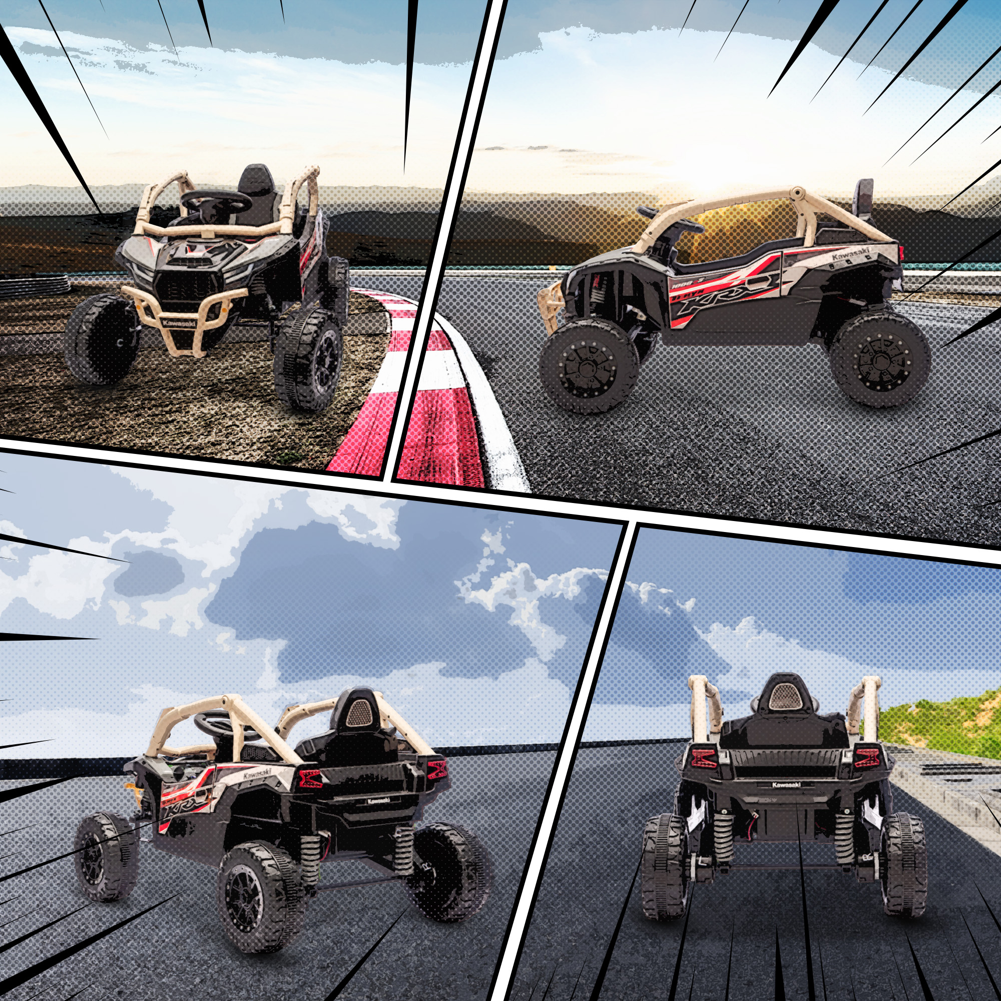 12V Geländefahrzeug für Kinder, Fernbedienung, LED-Lichter, Musik, Hupe, für Kinder von 3-8 Jahren, Gelb