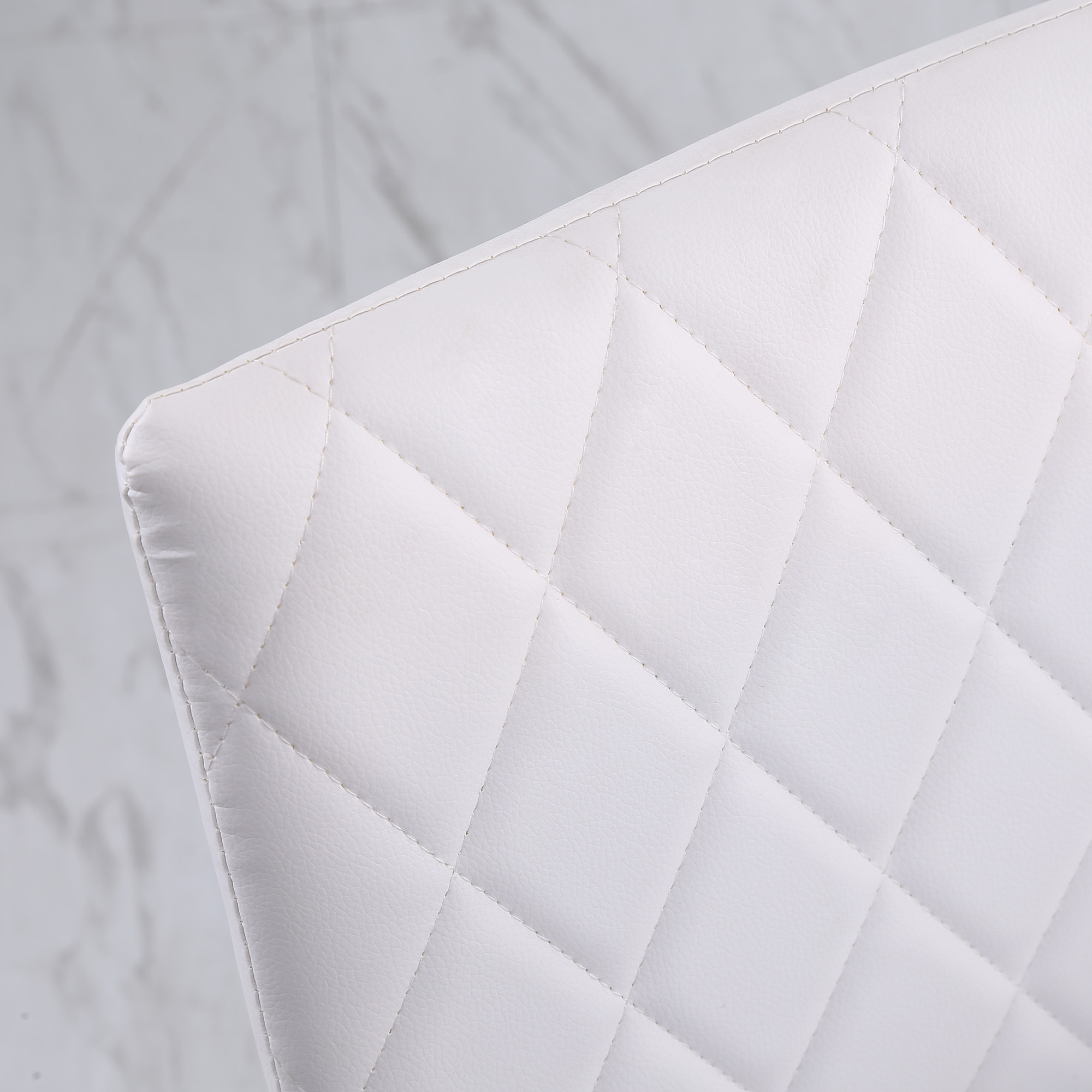 Esszimmerstühle im 4er-Set, Küchenstuhl mit Rückenlehne, Kunstleder, Wohnzimmerstuhl mit Fußpolster, Stühle, Polsterstuhl mit Metallbeinen für Esstisch, Weiß