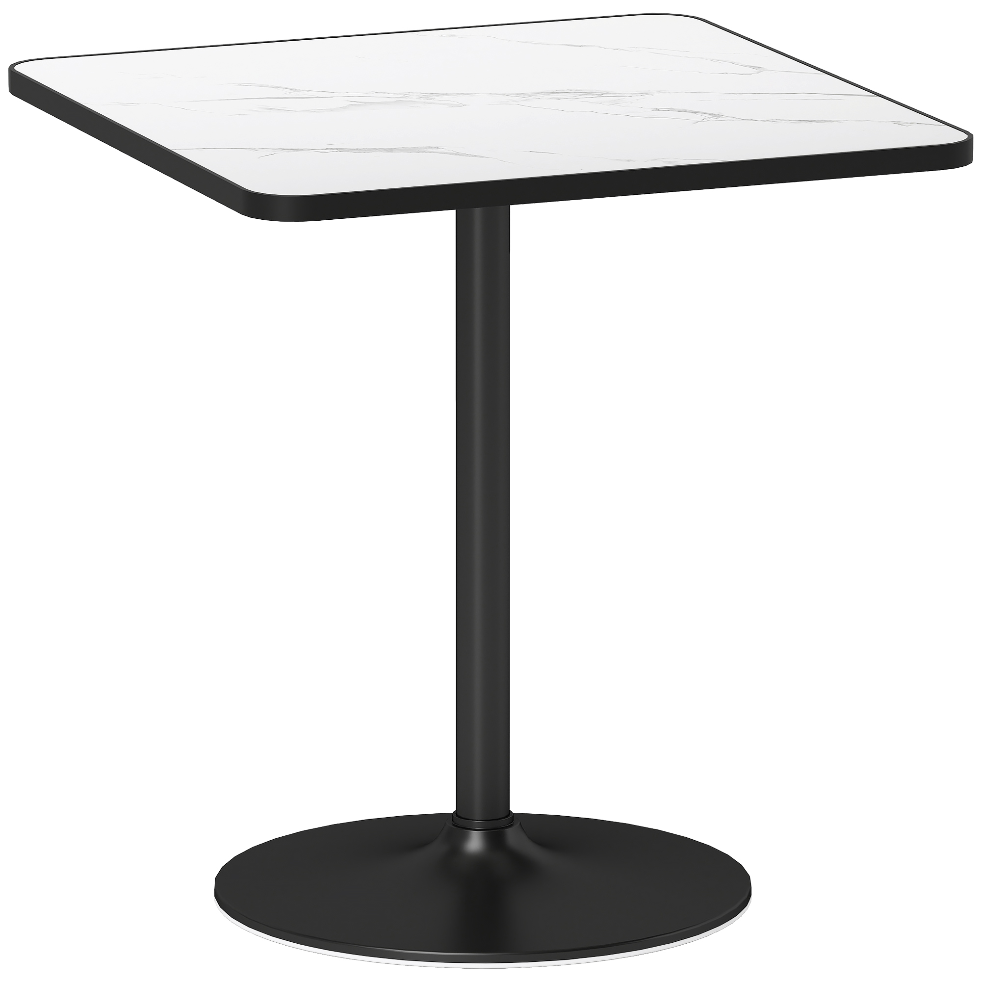 Esstisch, 70 x 70 cm quadratischer Küchentisch für 4 Personen mit Marmor-Optik für Küche Weiß
