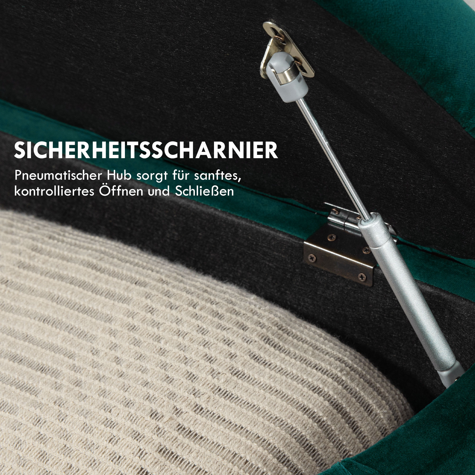 Hocker mit Stauraum, Sitztruhe, gepolstert, soft-close Deckel, Samtoptik, 118 x 45 x 45 cm, Dunkelgrau