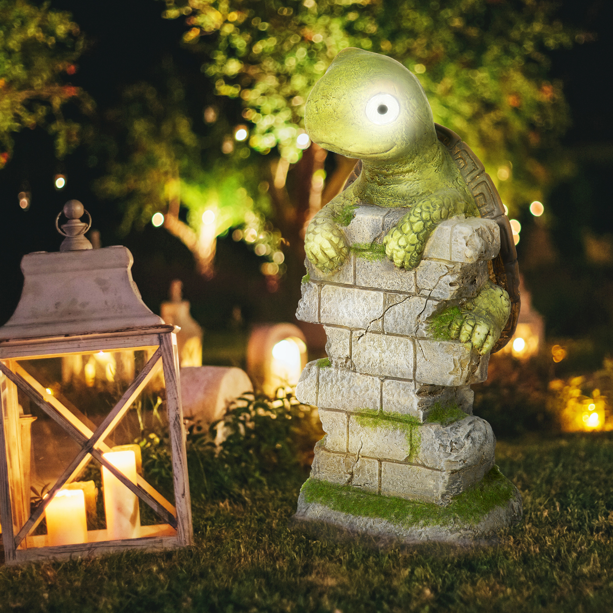 Gartenfigur "Kleine Schildkröte", Gartendekoration, wetterbeständig, inkl. Solarlicht