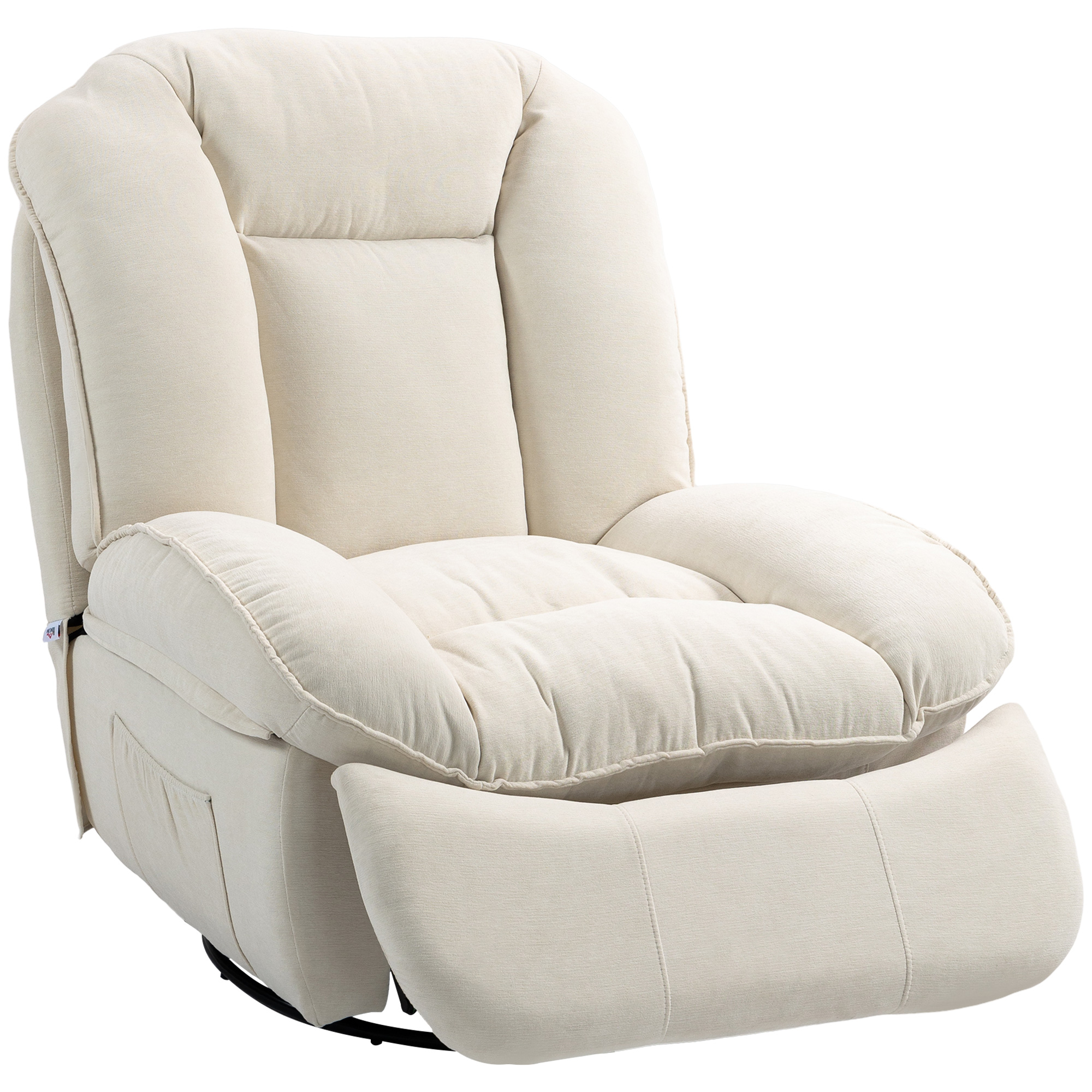 Relaxsessel, verstellbar, 104x100x102cm/164x76cm, Cremeweiß