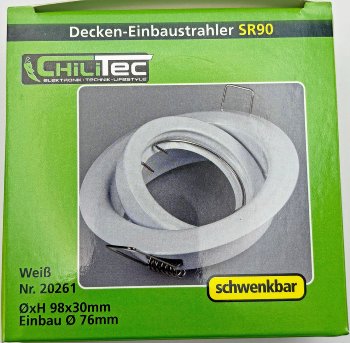 Decken-Einbaustrahler "SR90" weiß / schwenkbar, Ø98mm, für 50mm Lampen