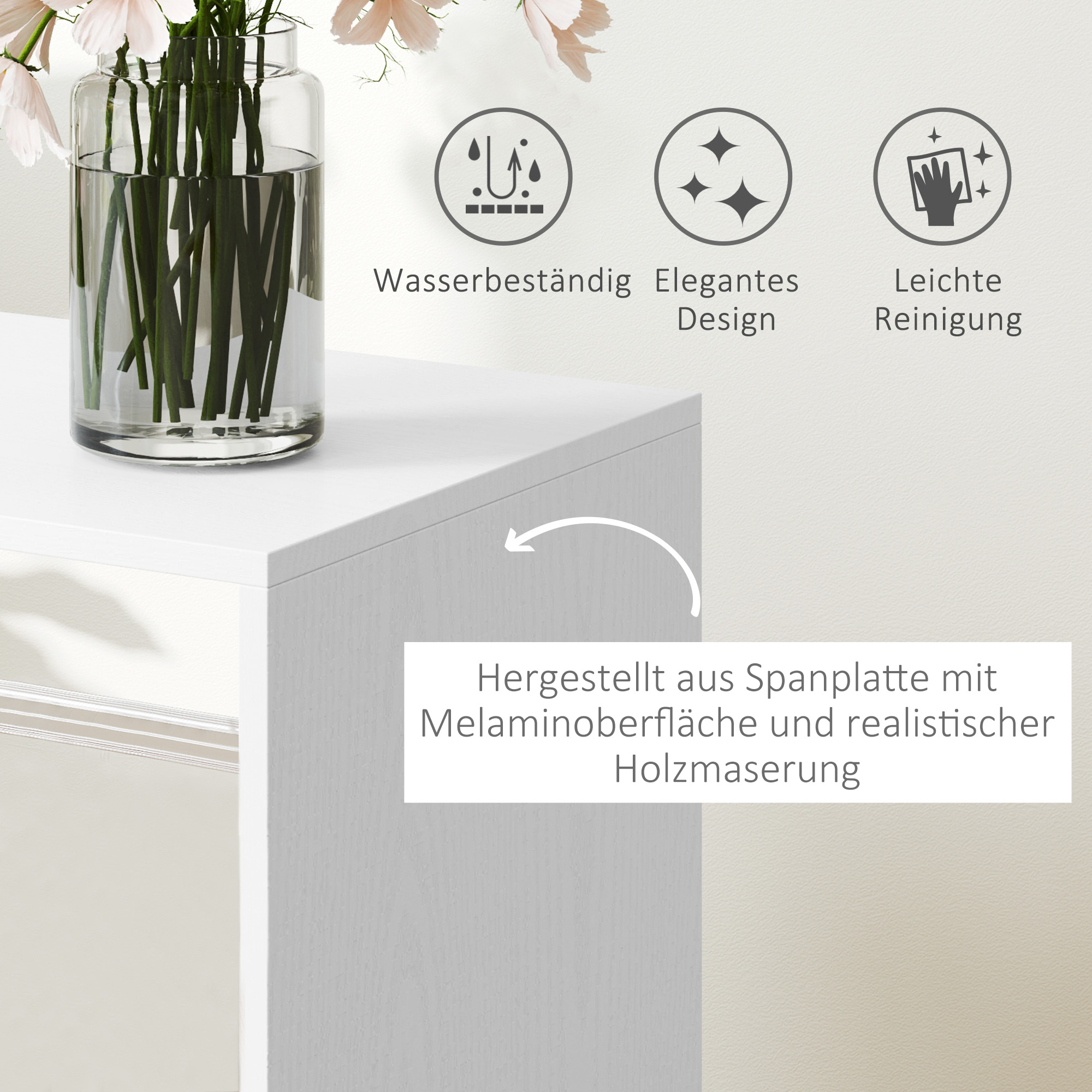 Kleiderschrank Garderobe,60 cm x 40 cm x 127 cm, 1 Kleiderstange, 2 Regale, Weiß