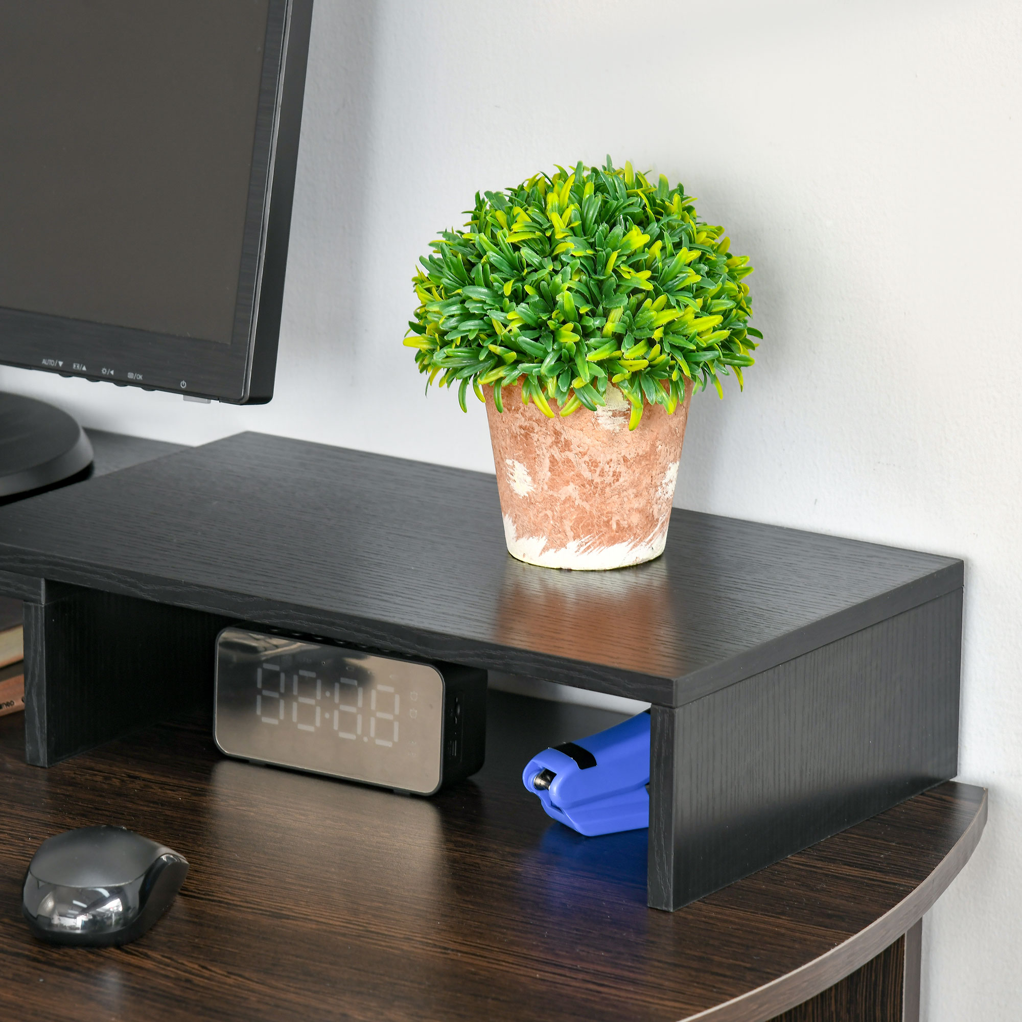 Monitorständer Monitor Stand Dual Bildschirmerhöhung Verstellbare Länge und Schwenkwinkel Bildschirmständer für PC Notebook Laptop Drucker 80-117 x 23,5 x 10 cm Schwarz