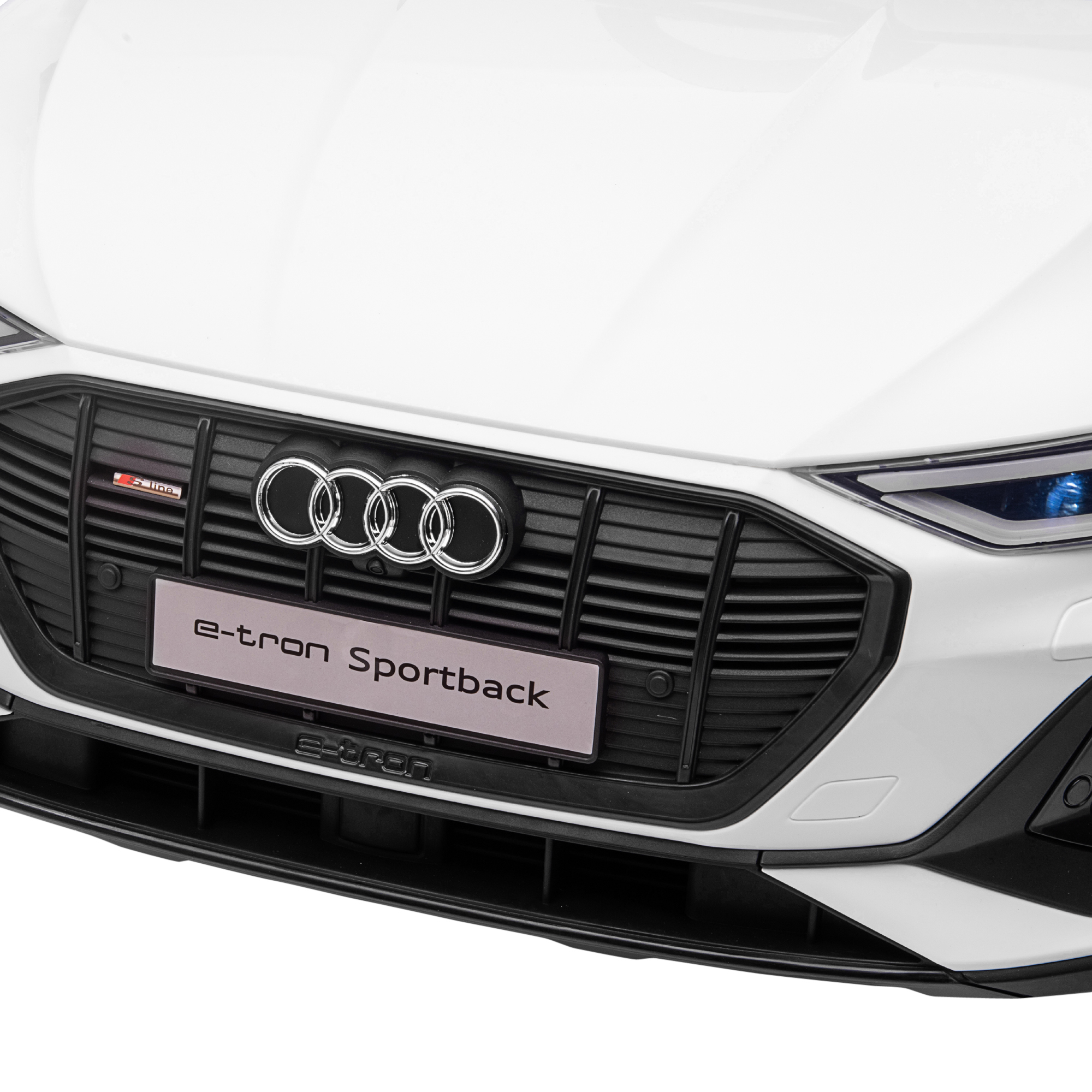 Elektro Kinderauto 12V Elektrofahrzeug Audi E-tron Elektroauto mit Fernbedienung, Sicherheitsgurt, Musik (MP3/USB/TF), Kinderfahrzeug für Kinder 3-5 Jahre, 3-5 km/h, Weiß