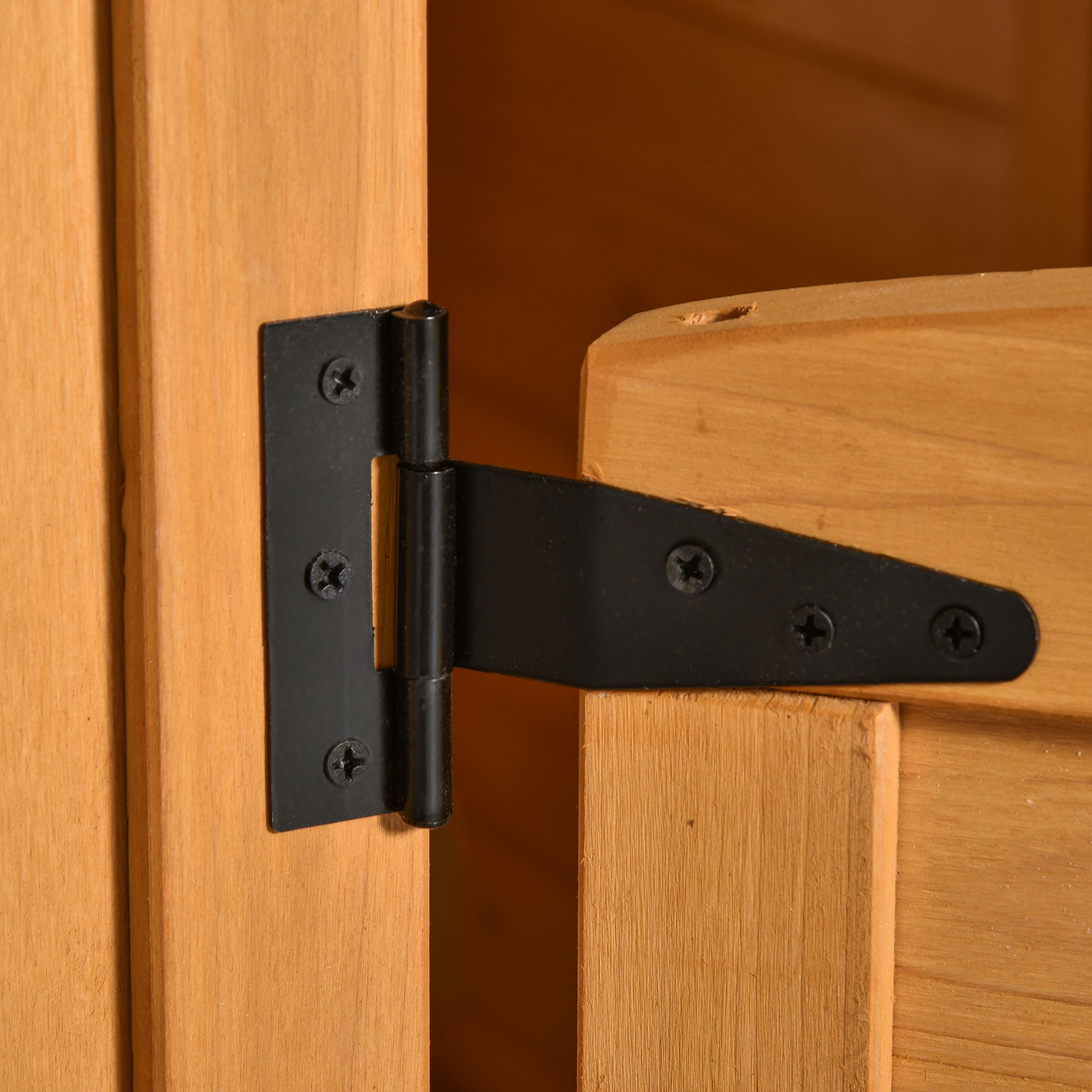 Kinderspielhaus aus Naturholz, mit Briefkasten und Blumenkasten, Natur