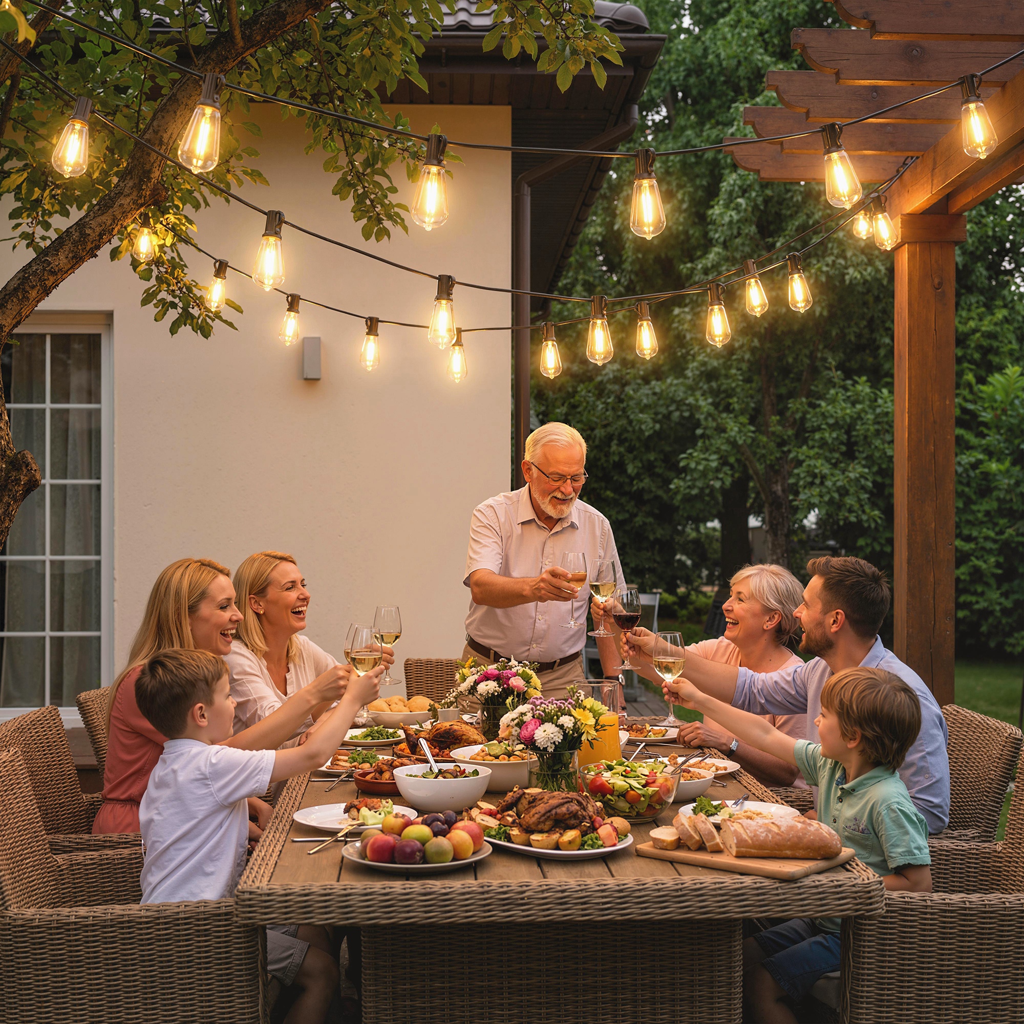 50 LED Vorhanglichter, 18 m verbindbare Lichterkette, IP44 spritzwassergeschützt, Innen- und Außendekoration