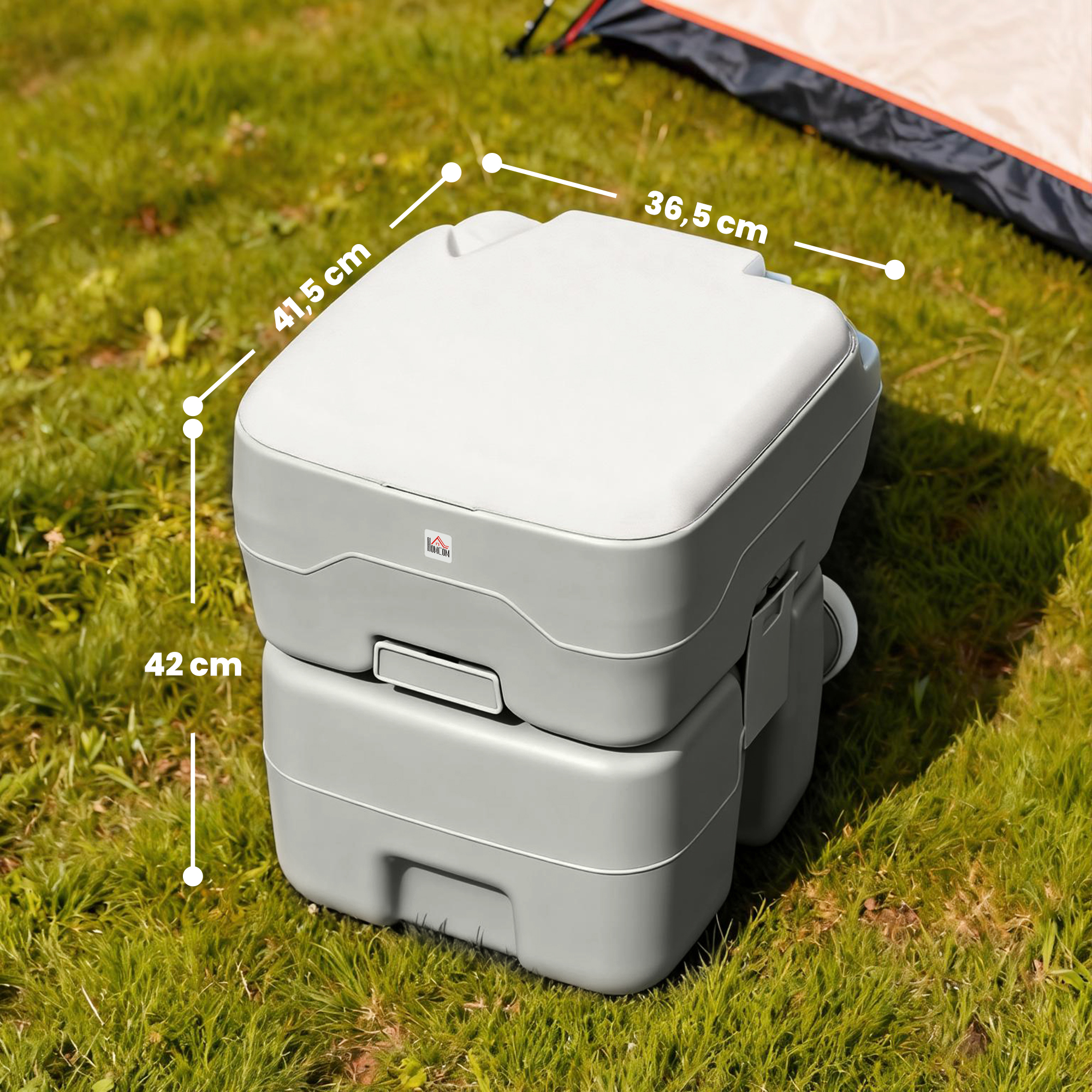 Campingtoilette Reisetoilette max. Tragkraft bis 147 kg 20L für Camping Wandern Reisen Angeln 41,5 x 36,5 x 42 cm Grau