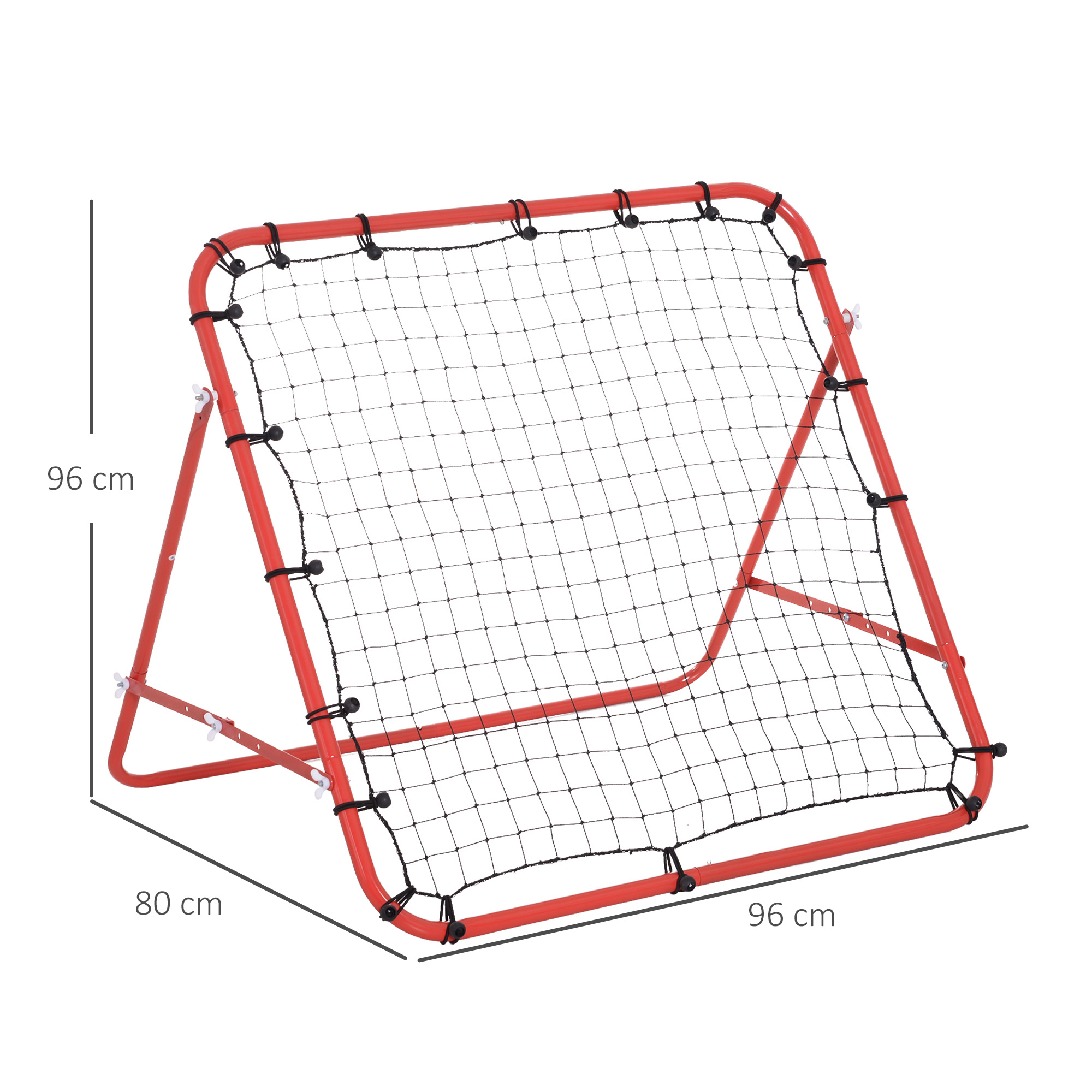 Rebounder für Fußball, 84 x 84 cm Fussball Rebounder mit stufenlos verstellbarem Winkel, Kickback Rückprallwand Fußballtor für Jugendliche Schuss-, Pass- und Ballannahmetraining Rot