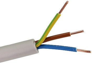 Stromleitung "NYM-J", 50m, isoliert / 3G1,5, grau, Außen-Ø 8,2mm, Ring