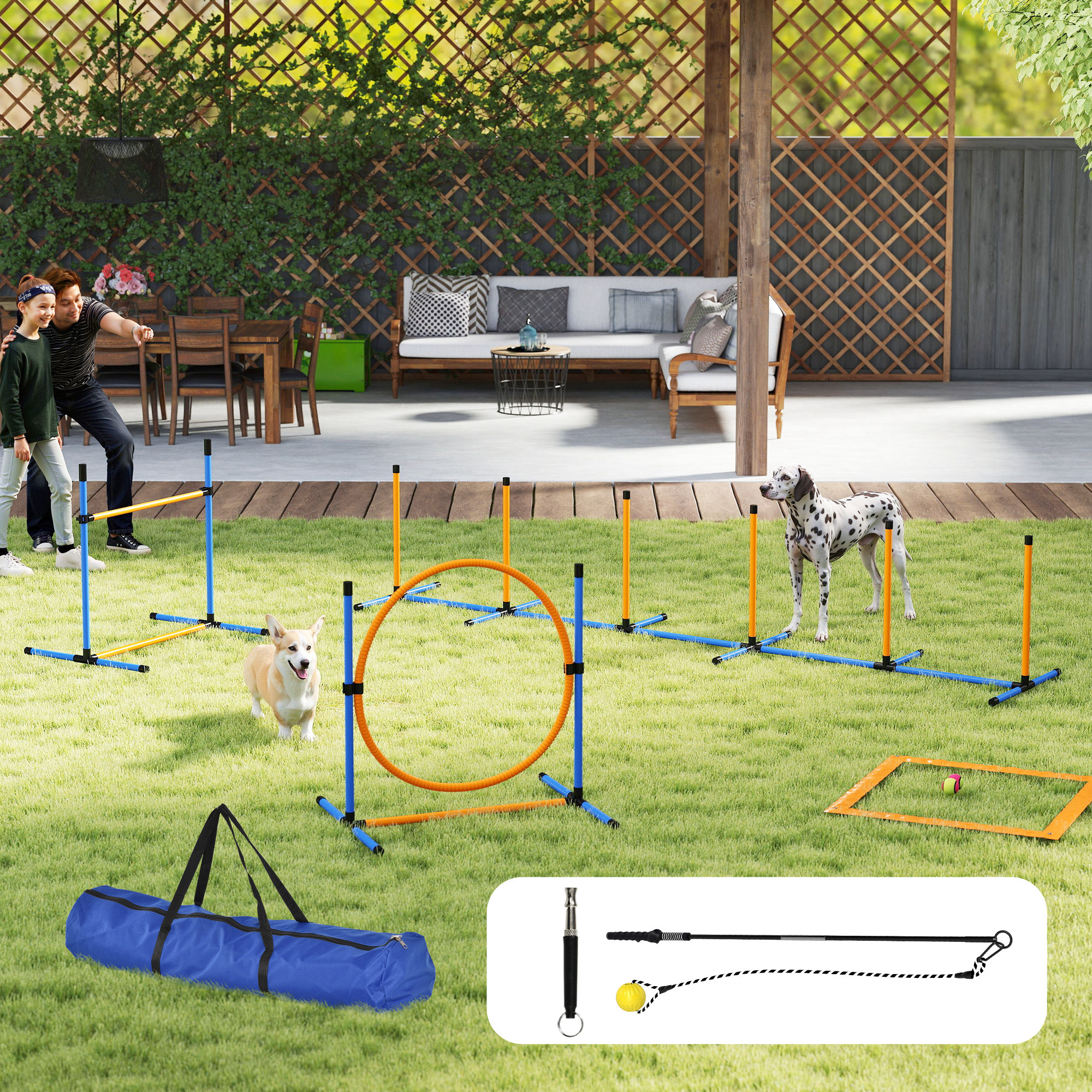 Agility Set Hunde 7-teilig Agility-Ausrüstung für Hundetraining Steckhürdenset für Spiele Training
