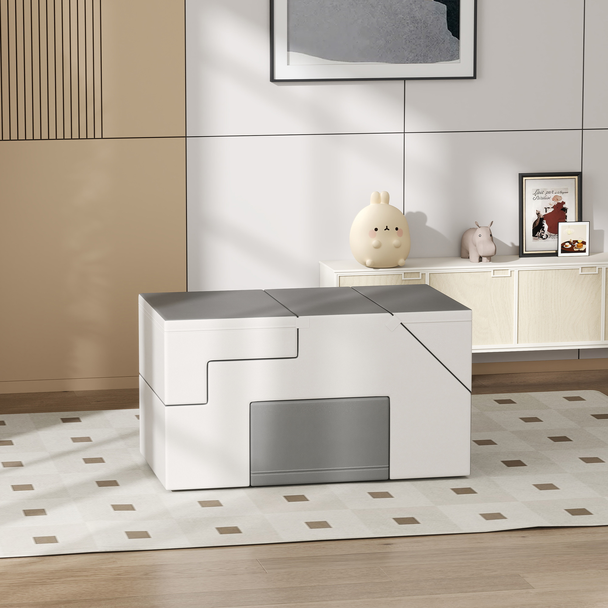 Kletter- und Rutschspielzeug für Kinder, fördert Motorik, Kunstleder, EPE-Schaum, 86x49x47 cm, Grau