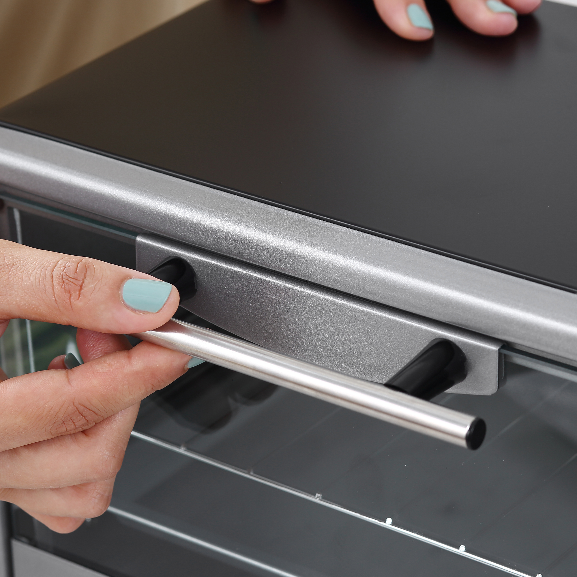 Mini Backofen 10 L 750W 100-230? 60 Min, Timer mit Backblech, Grillrost und Herausnehmbarer Bodenschale, Pizza-Ofen Silber