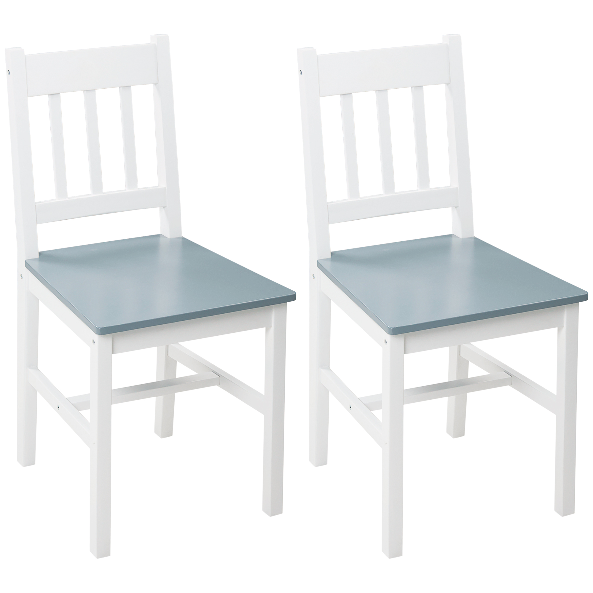 2er-Set Esszimmerstühle Küchenstühle Stühle, Massivholz, 41 cm x 46,5 cm x 85,5 cm, Weiß