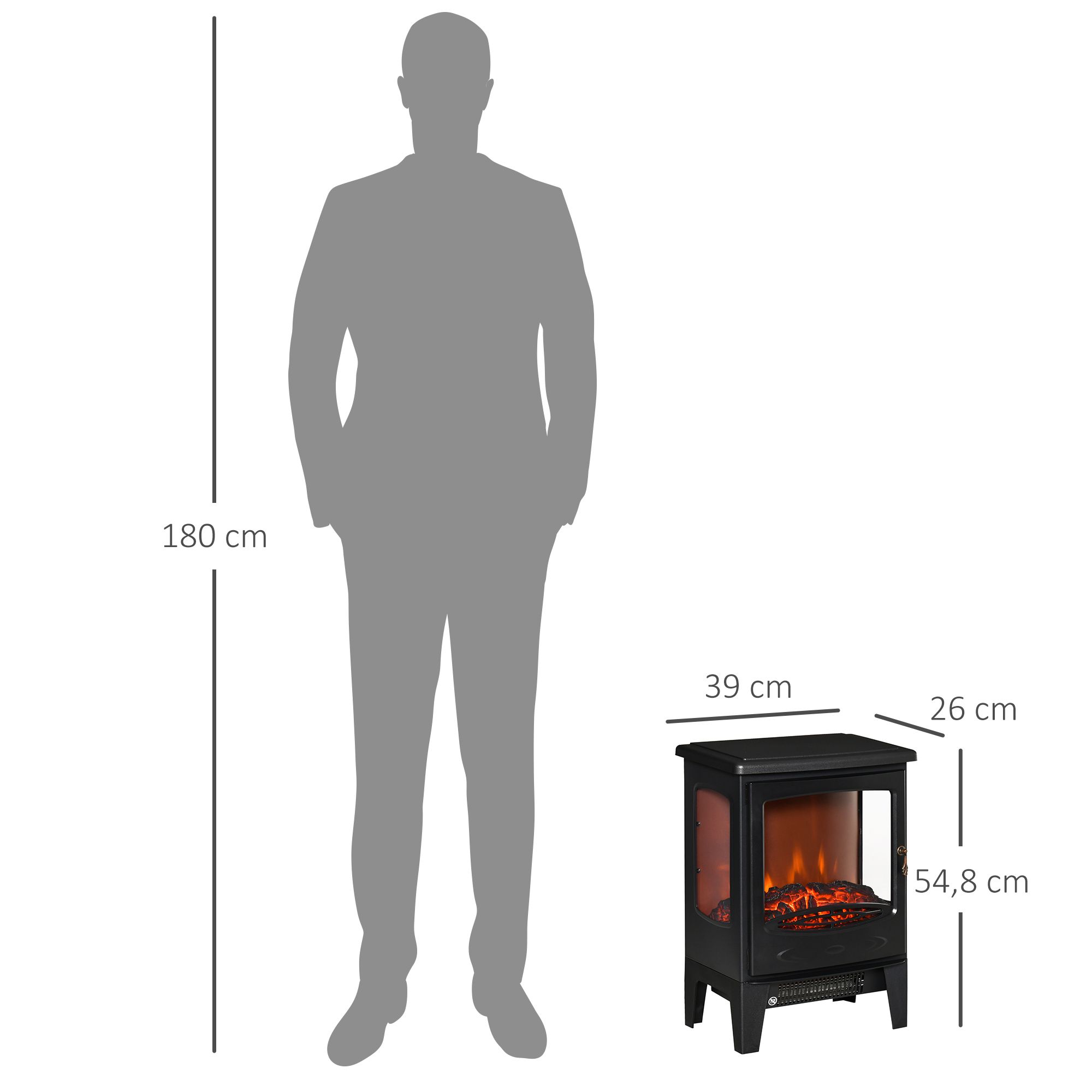 Elektrokamin mit Heizung, 1800 W elektrischer Kamin mit LED Flammeneffekt