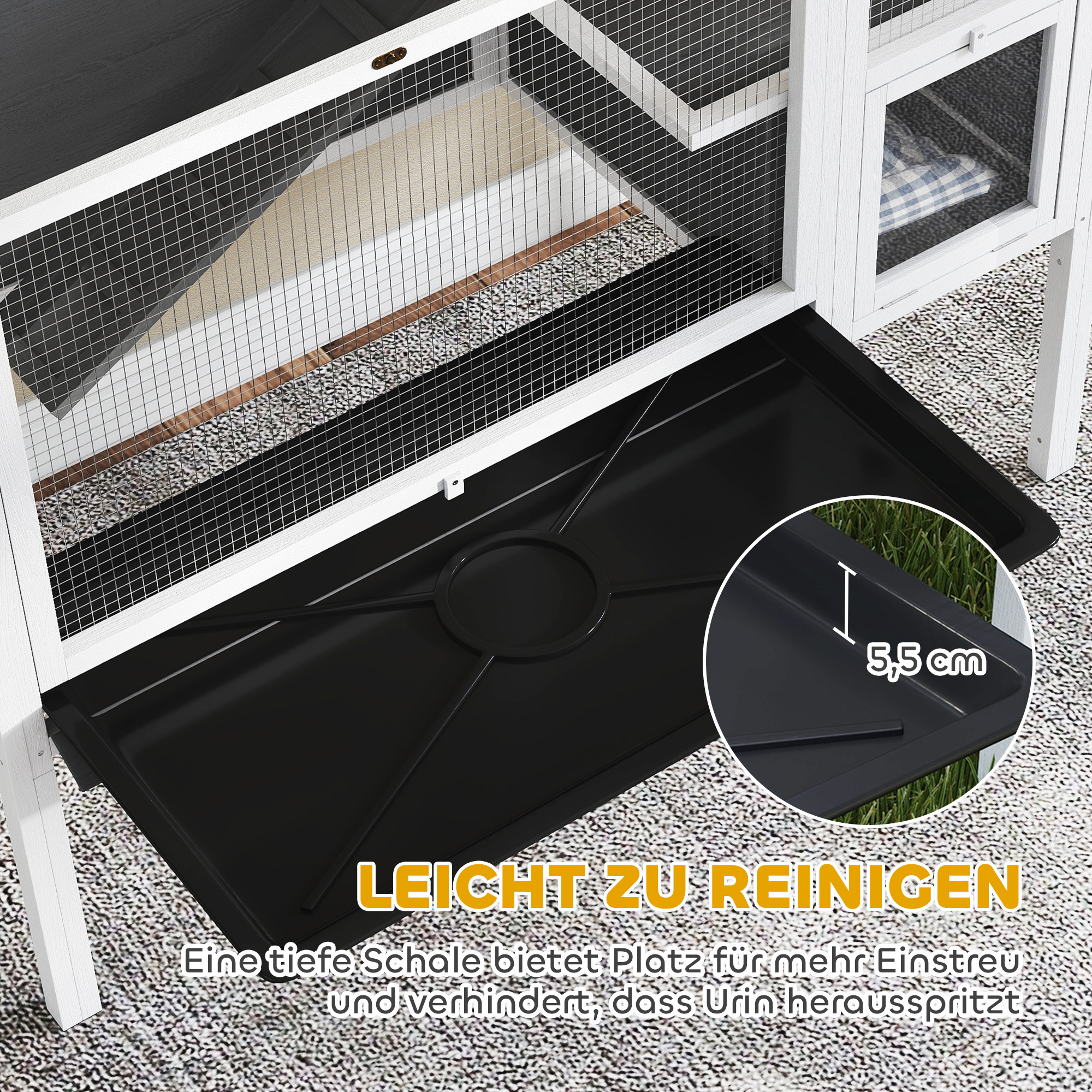 Kleintierstall für Zwerghamster, Kaninchen, Meerschweinchen, mit Zubehör, erhöhtes Design, Holz, Metall, Grau