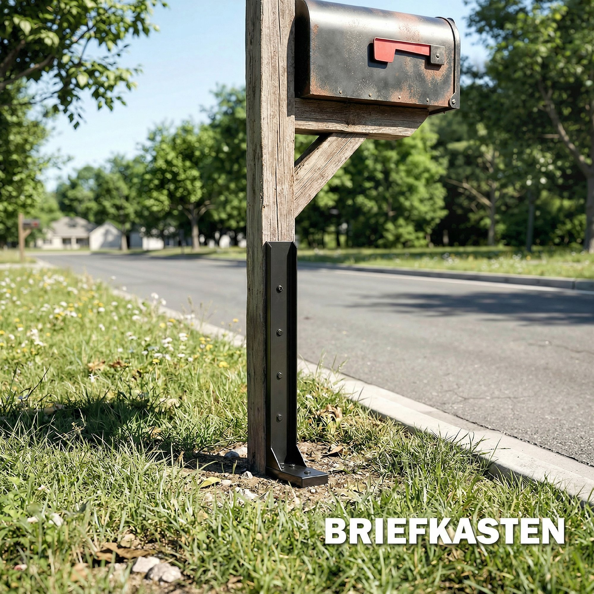 Zaunpfosten Reparaturset 2er-Set Stützpfähle für Zaunpfosten mit Nägeln Bohrer 81 x 5,5 x 12 cm Schwarz