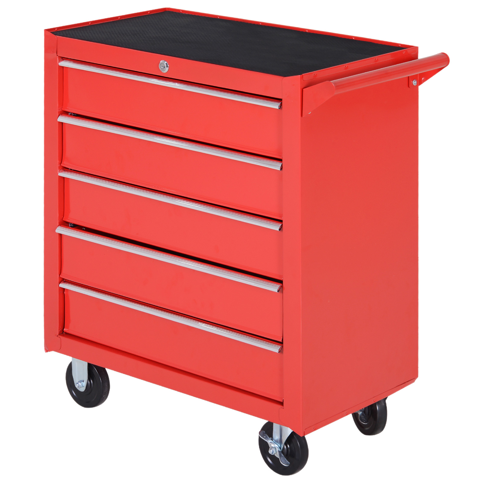 Rollschrank, Werkzeugschrank für Garage, Schuppen, Stahl, 69L x 33B x 75H cm, Rot