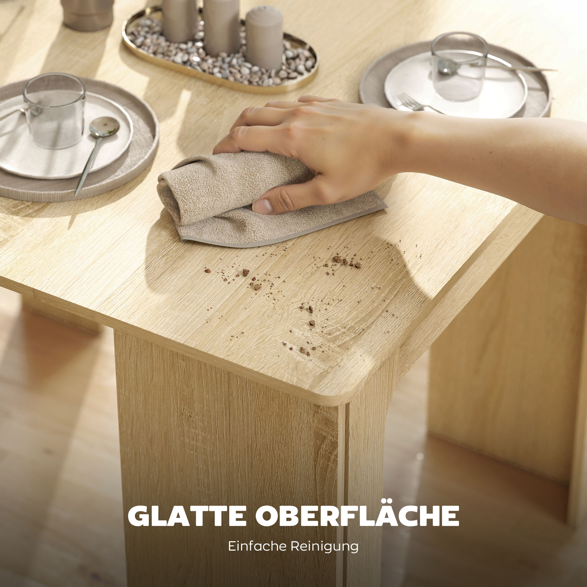 Esstisch, Klapptisch, ausziehbarer Küchentisch, Esszimmertisch, Spanplatten, 60-180 x 85 x 75 cm, Natur