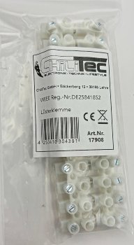 Lüsterklemmen für 2,5-4,0mm², 12 Klemmen, Messingeinsatz, transparent, steckbar