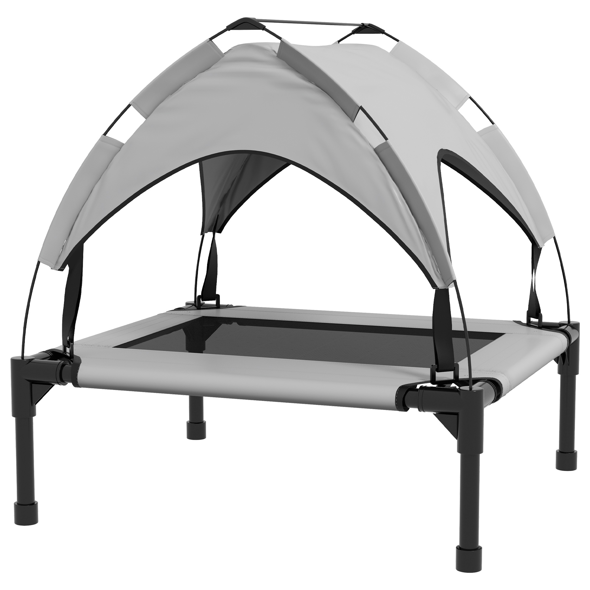 Hundebett mit Dach, atmungsaktiv, wasserabweisend, bis 20 kg, 76 x 61 x 69,5 cm, Hellgrau