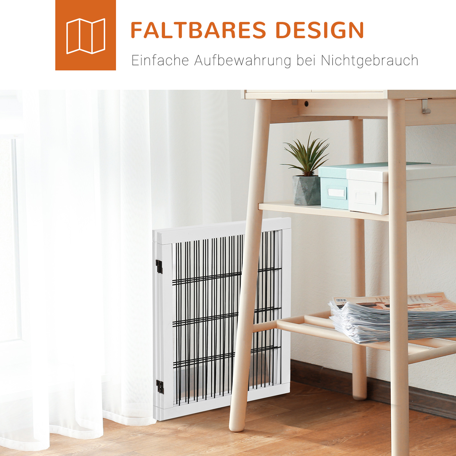 Absperrgitter für Hunde Schutzgitter Hundegitter mit Stützfüßen Treppengitter Hundeabsperrgitter Türschutzgitter für Kamin & Ofen, Kiefernholz Weiß 185 x 36 x 71 cm