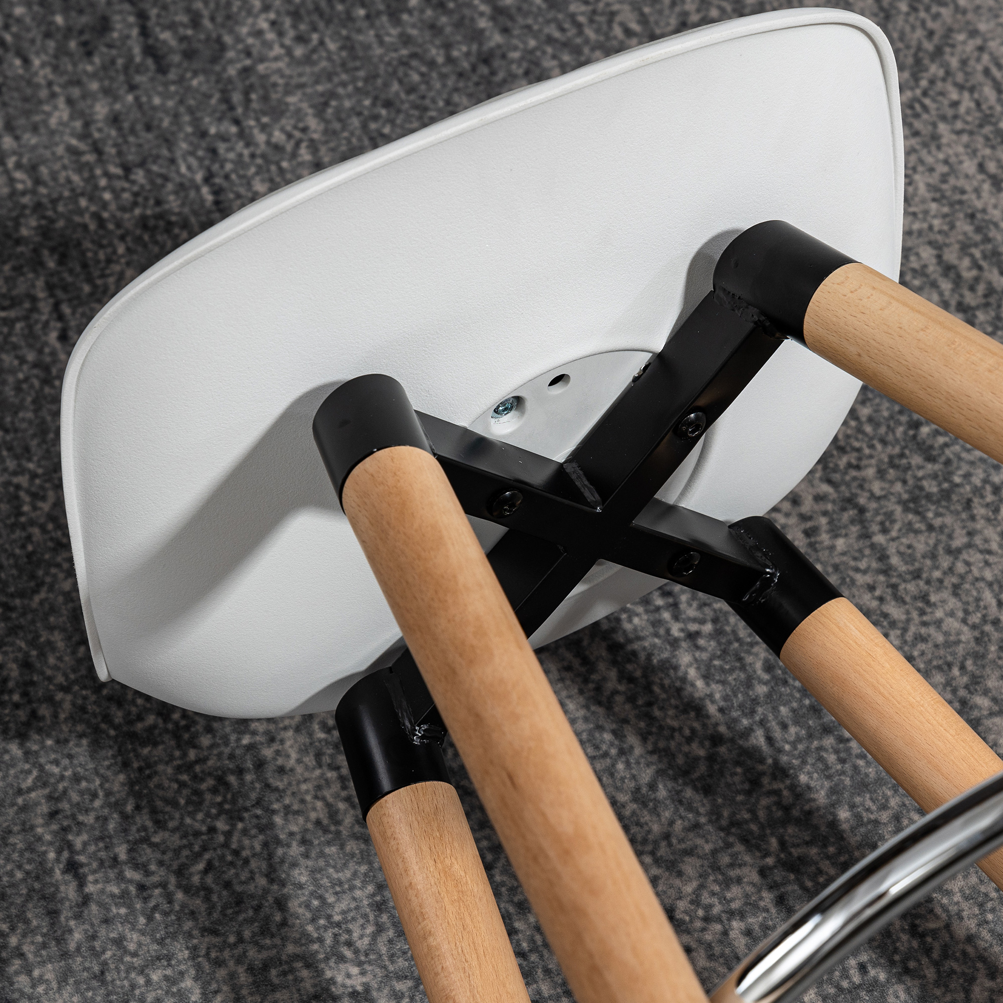 2er-Set Barhocker Barstühle Skandi-Design, Fußtstütze, 38,5 cm x 42,5 cm x 91 cm, Natur + Weiß