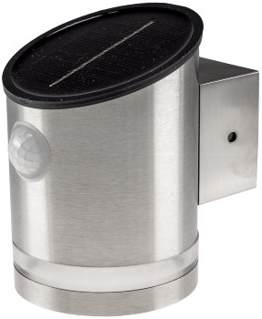 LED Solar Wandleuchte "SWL 119-ES", PIR Bewegungsmelder, IP44, Edelstahl