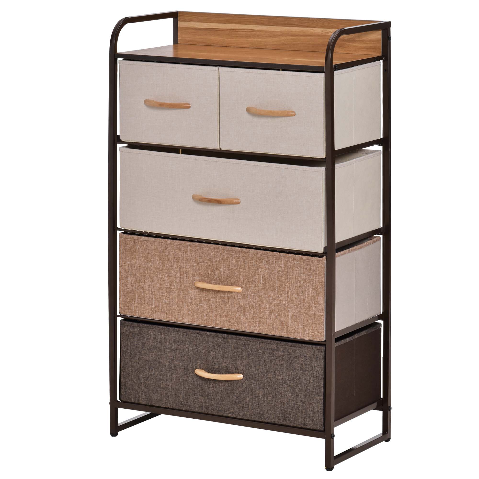 Kommode mit 5 faltbaren Stoffschubladen, Ablage, stabiler Stahlrahmen, 58 x 29 x 99 cm Kommode mit 5 faltbaren Stoffschubladen, Ablage, stabiler Stahlrahmen, 58 x 29 x 99 cm