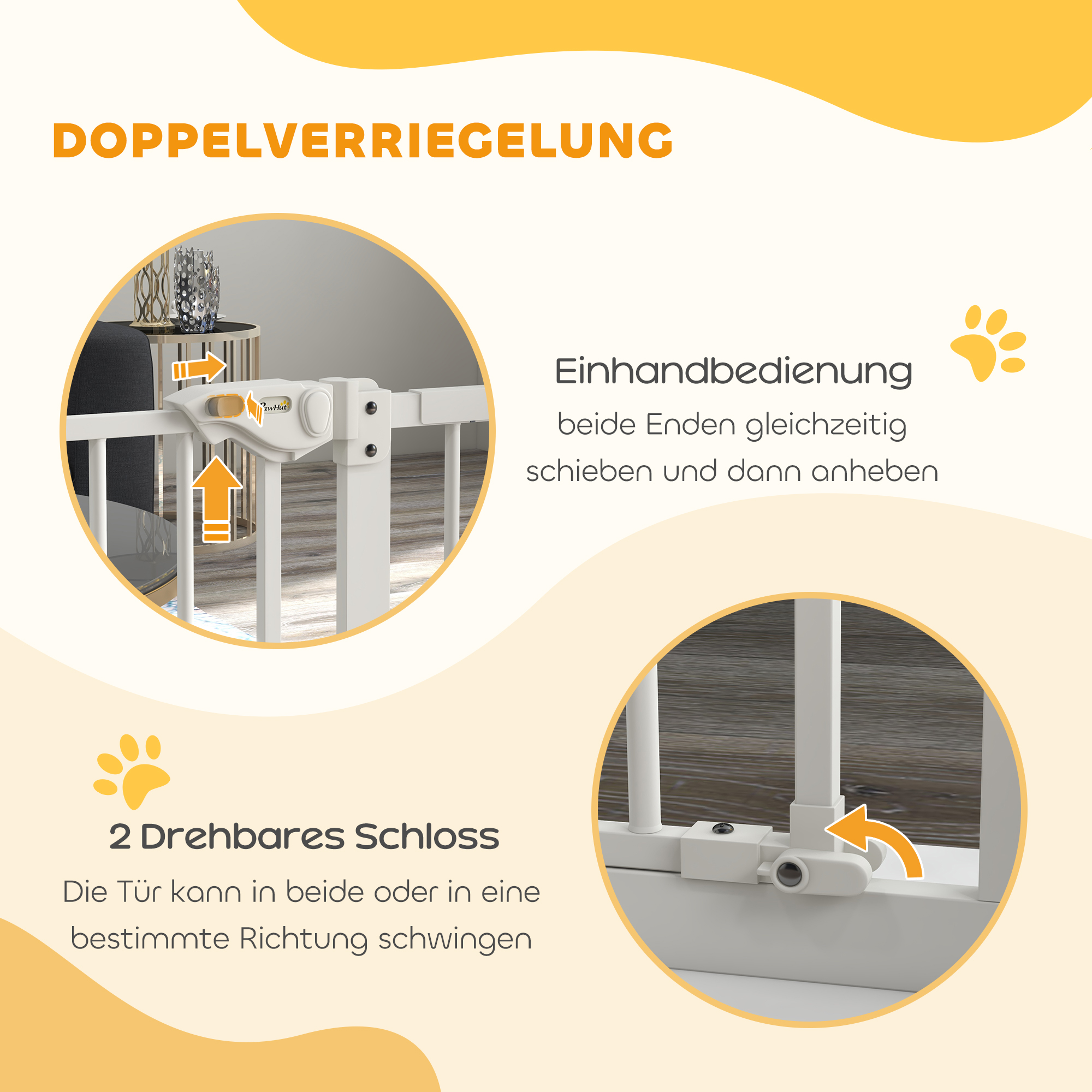 Türschutzgitter für Hunde, Absperrgitter, Schutzgitter für Haustiere, Metall, Kunststoff, ,74-80/87-94 cm, Weiß