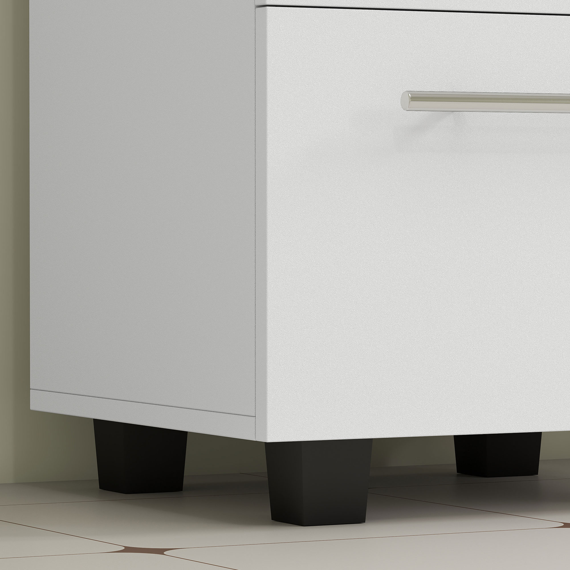 Badezimmerschrank, Waschbecken-Kommode mit Schublade, kompakt, Spanplatte, Weiß