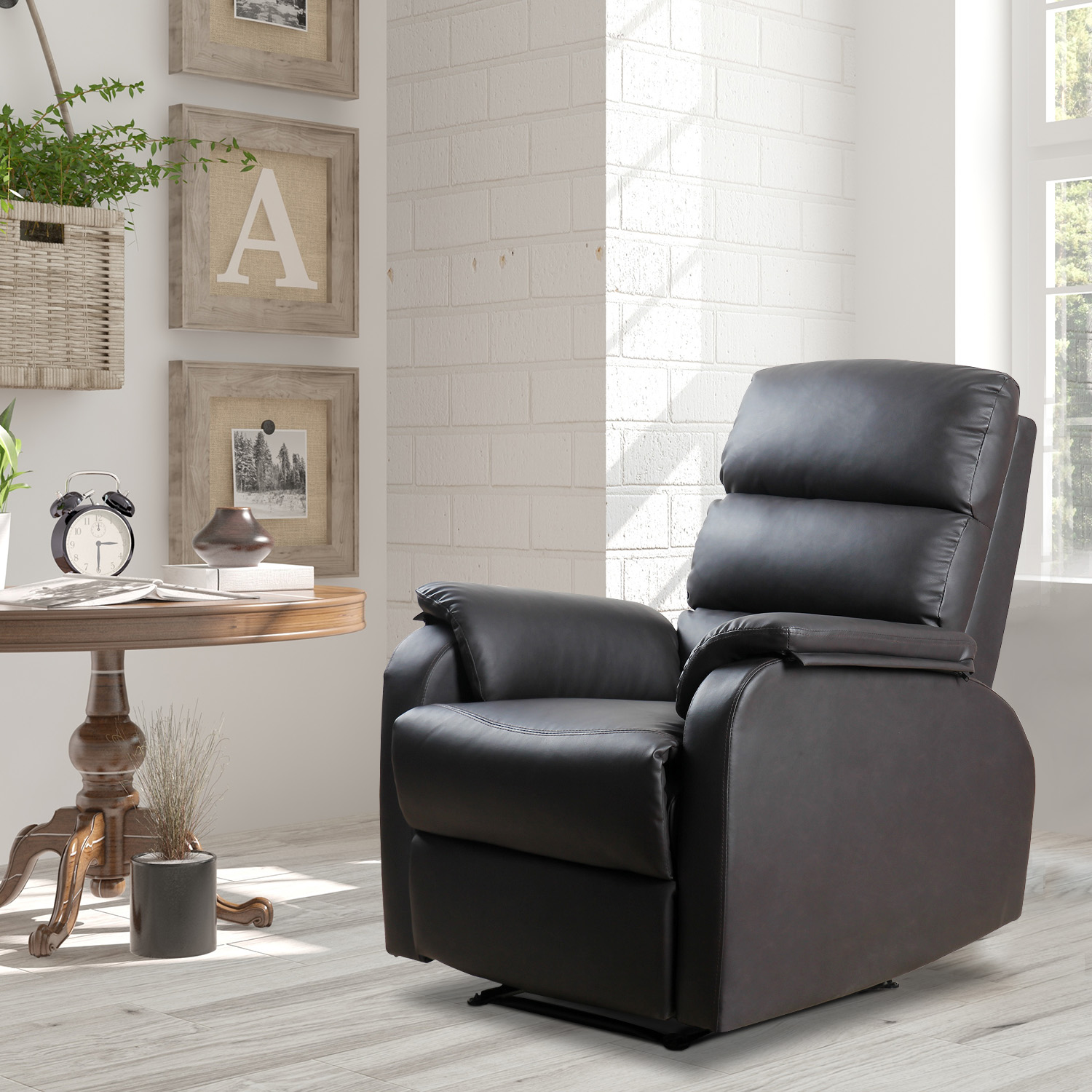 Relaxsessel Fernsehsessel Couch-Sessel Liegesessel Winkelschreibtisch mit CPU-Ständer verstellbar ergonomisch Kunstleder Stahl Braun 75 x 92 x 99 cm