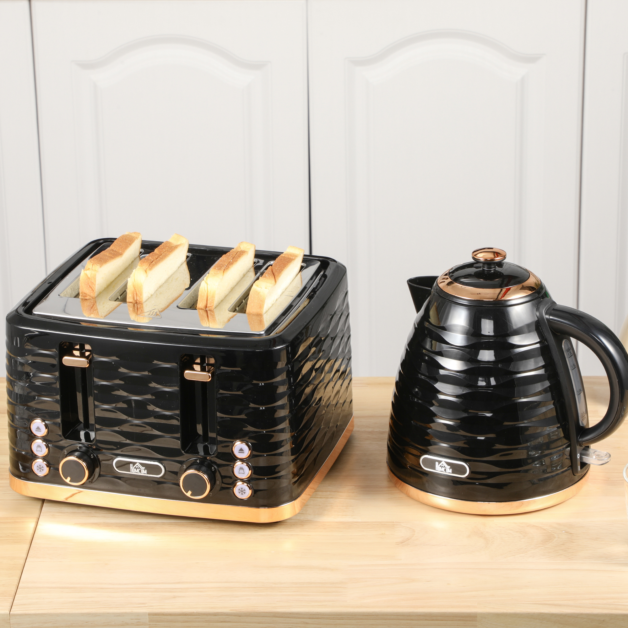 2-in-1 Toaster und Wasserkocher Set, 7 Bräunungsstufen, Auftau- und Aufwärmfunktion, Grau