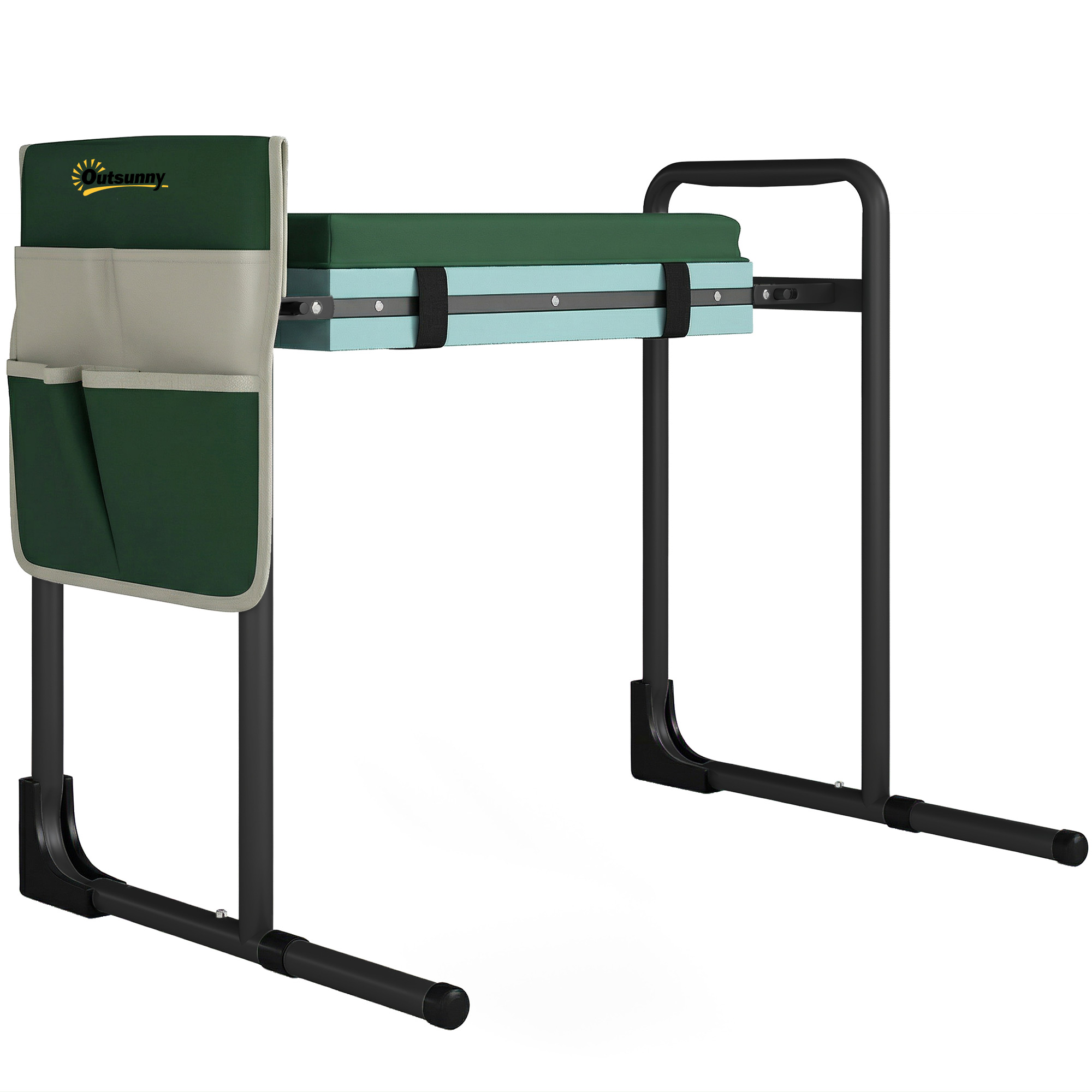 Gartenkniepolster und Sitz, 150 kg Tragkraft, Gartenhocker mit dick gepolstertem Kniebereich, ausziehbaren Stahlbeinen