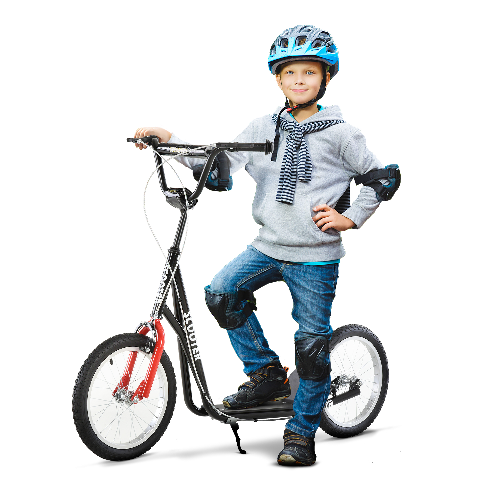 Kinderscooter mit Bremse höhenverstellbar Leichtbau Schwarz