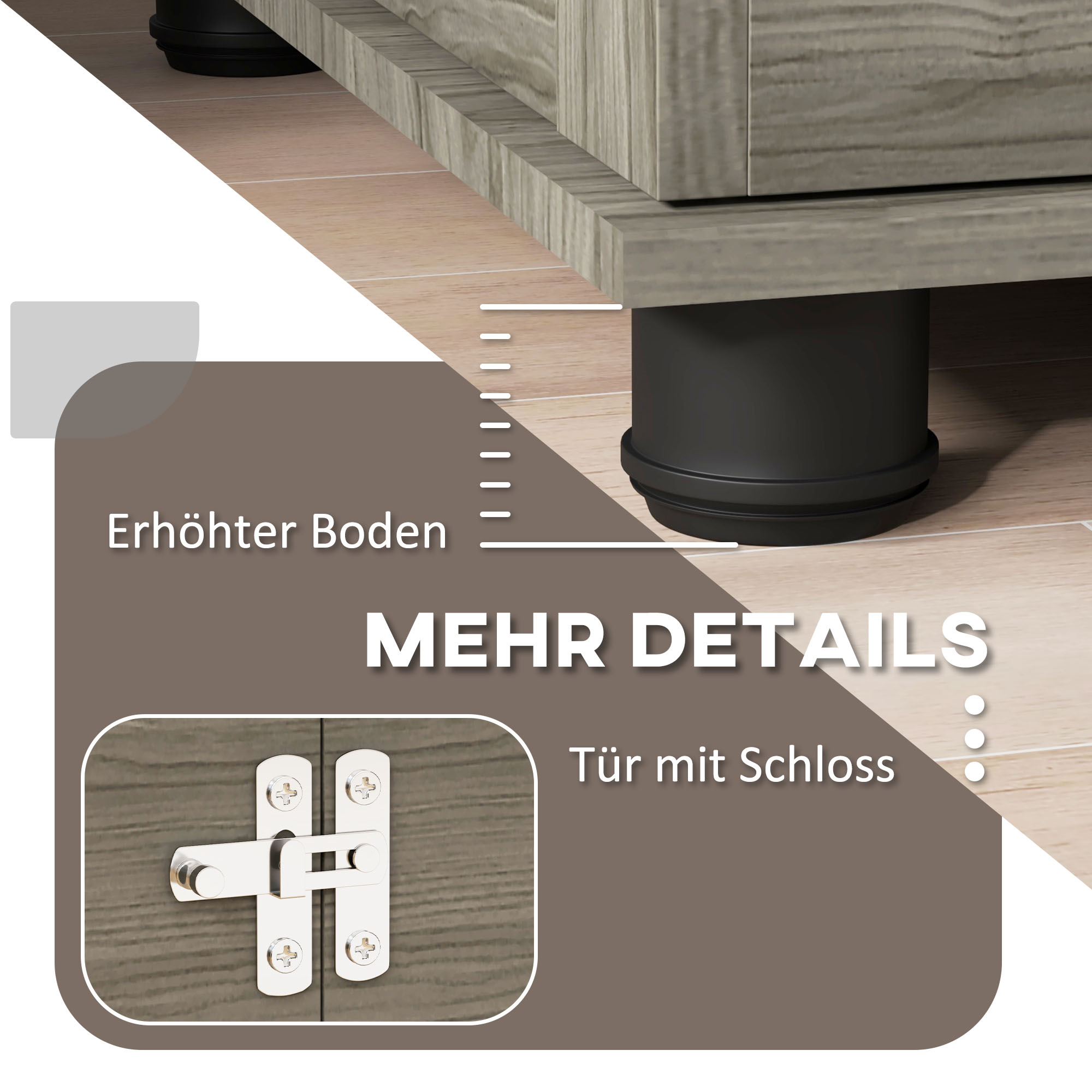 Hundebox mit Liegekissen, bis 20kg/50cm Körperlänge, Metall, 80x56x63cm, Grau/Holzdekor