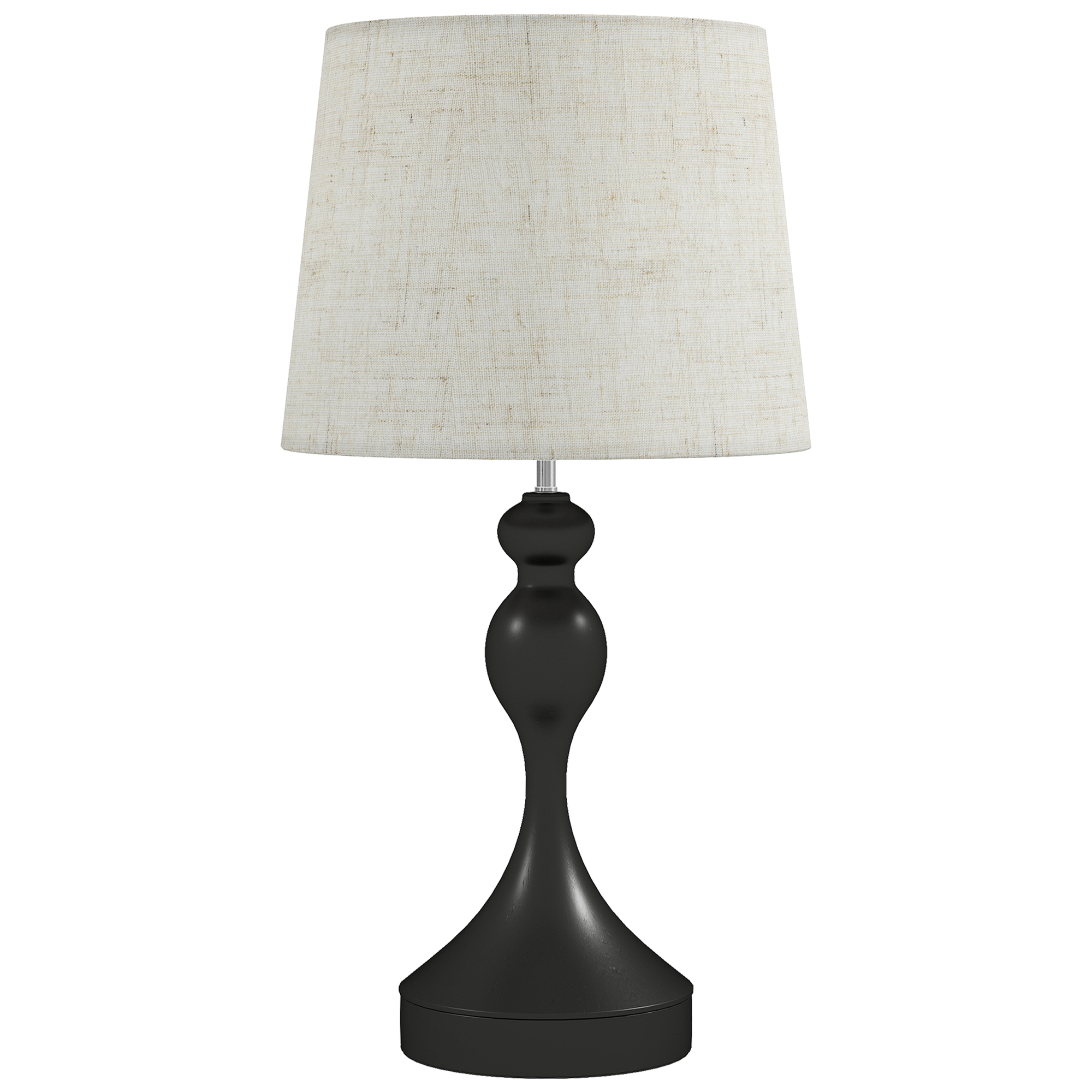 Tischlampe LED Tischleuchte mit 3 Farbtemperaturen, Nachttischlampe mit USB A+C Ladeanschlüssen, Leinenschirm, Schwarz