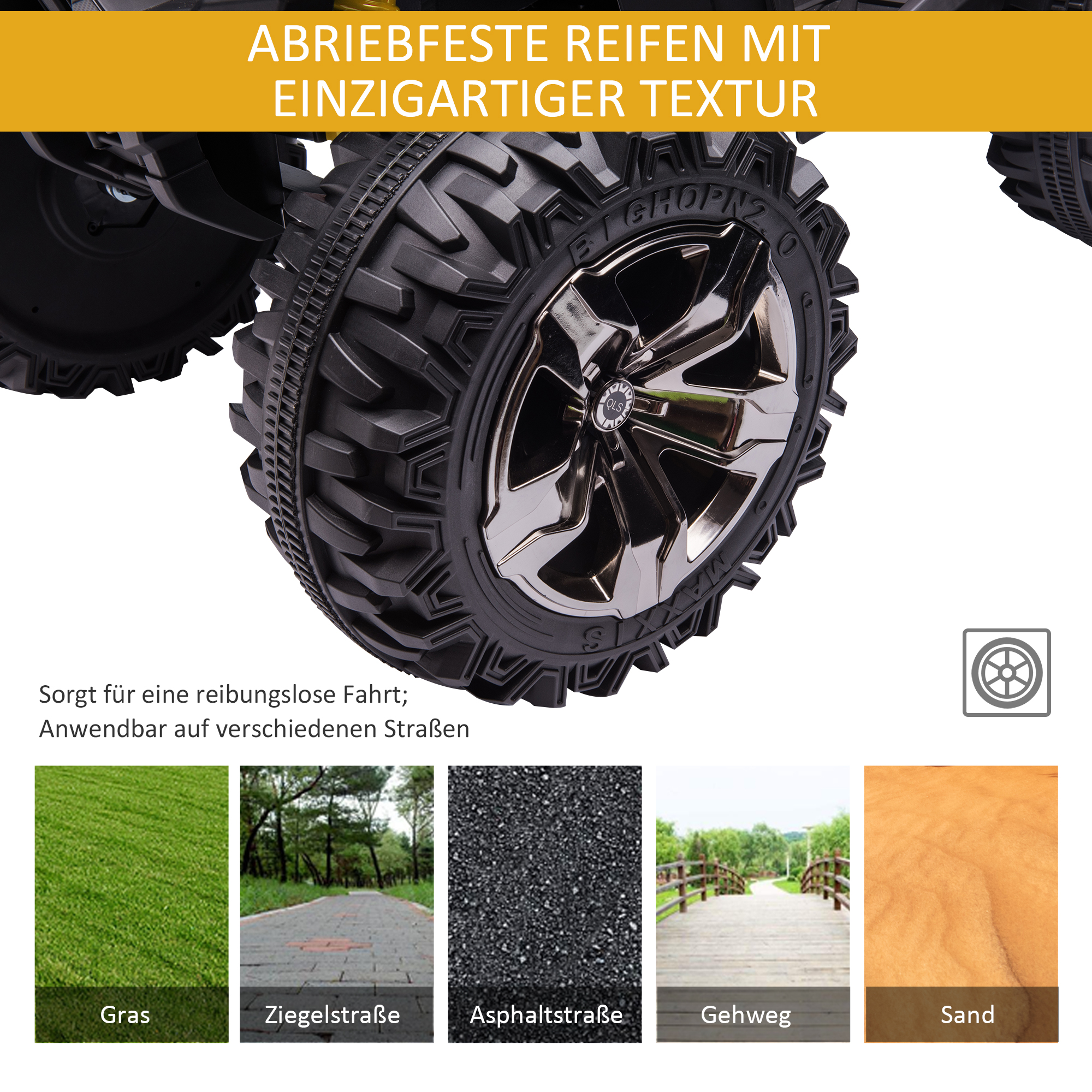 Elektro-Kinderquad, 3-8 km/h, 45 Min. Betriebszeit, LED-Scheinwerfer, Musikplayer mit USB, für Kinder 3 bis 5 Jahre